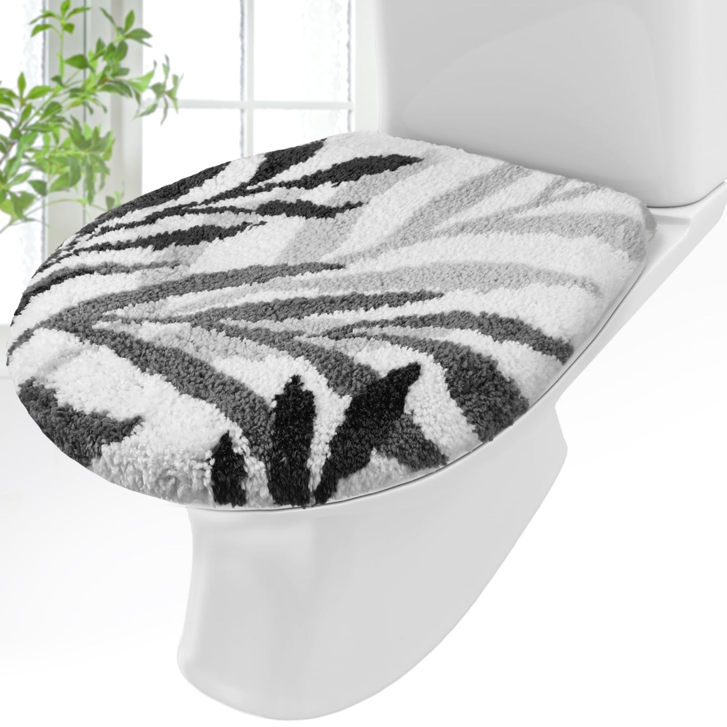 Mindsoft Green Toilet Seat Lid Cover, Microfiber Washable 17.5"x15" | Soft Plush Tufted, Rubber Backing Fits Round Elongated Oblong Lids, Machine Washable Non-slip, Bathroom Toilet Bowl
