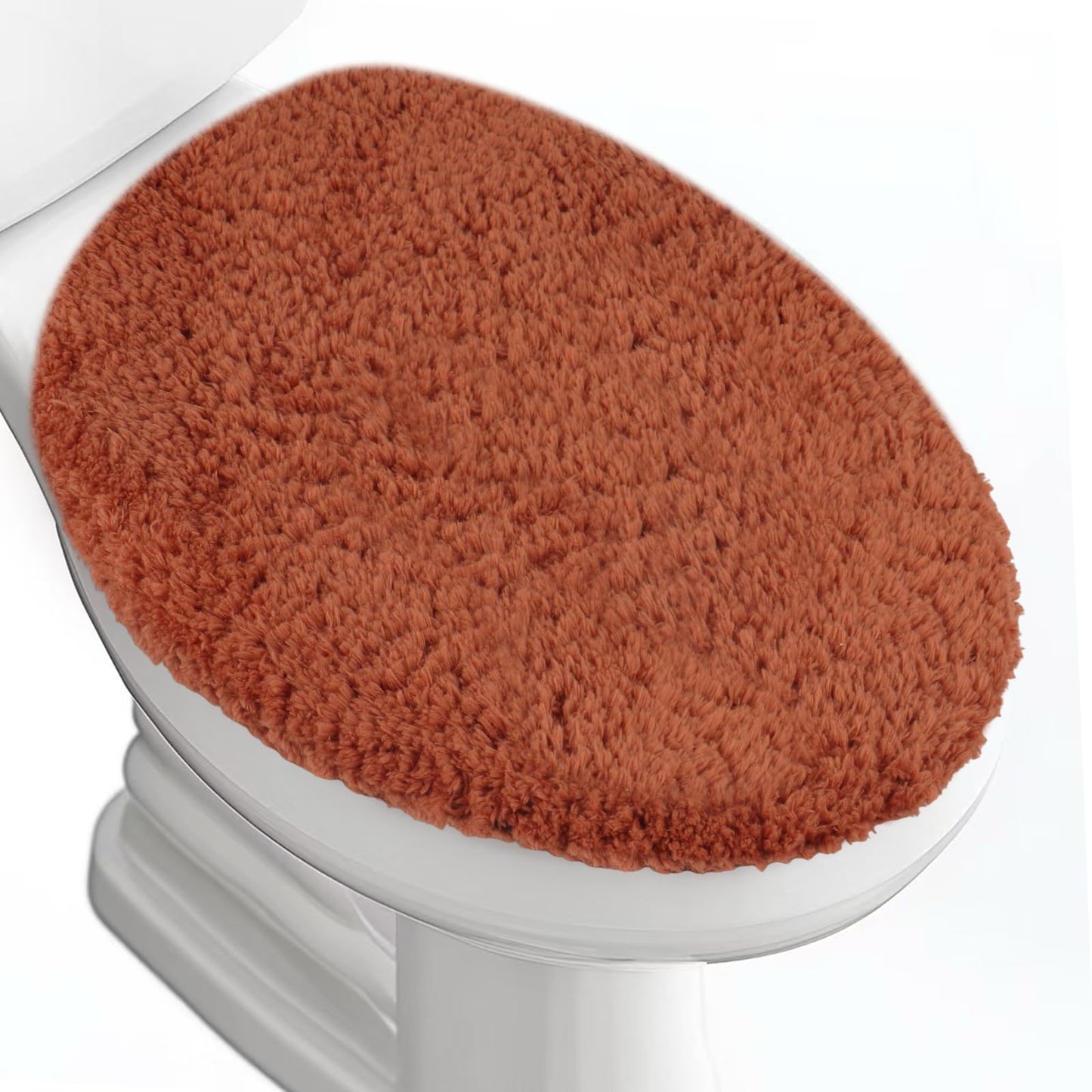 Microfiber Elongated Toilet Seat Cover 19.5"x 15" Machine Washable | Solid Toilet Lid Cover Adjustable Rubber Backing Fits Only 18-19.5"L x 14-16"W Elongated Toilet Seat