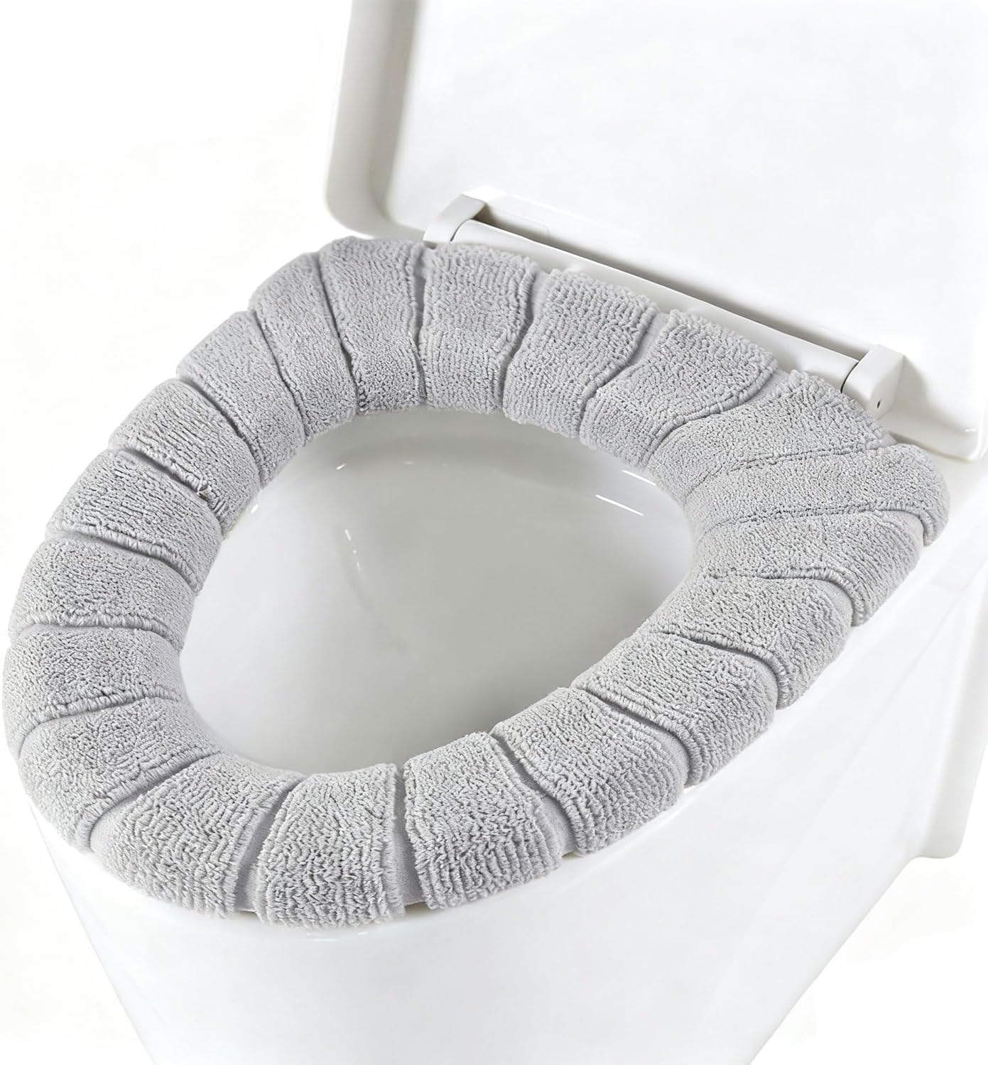 Bathroom Soft Thicker Warmer Stretchable Washable Cloth Toilet Seat Cover Pads 3PCS