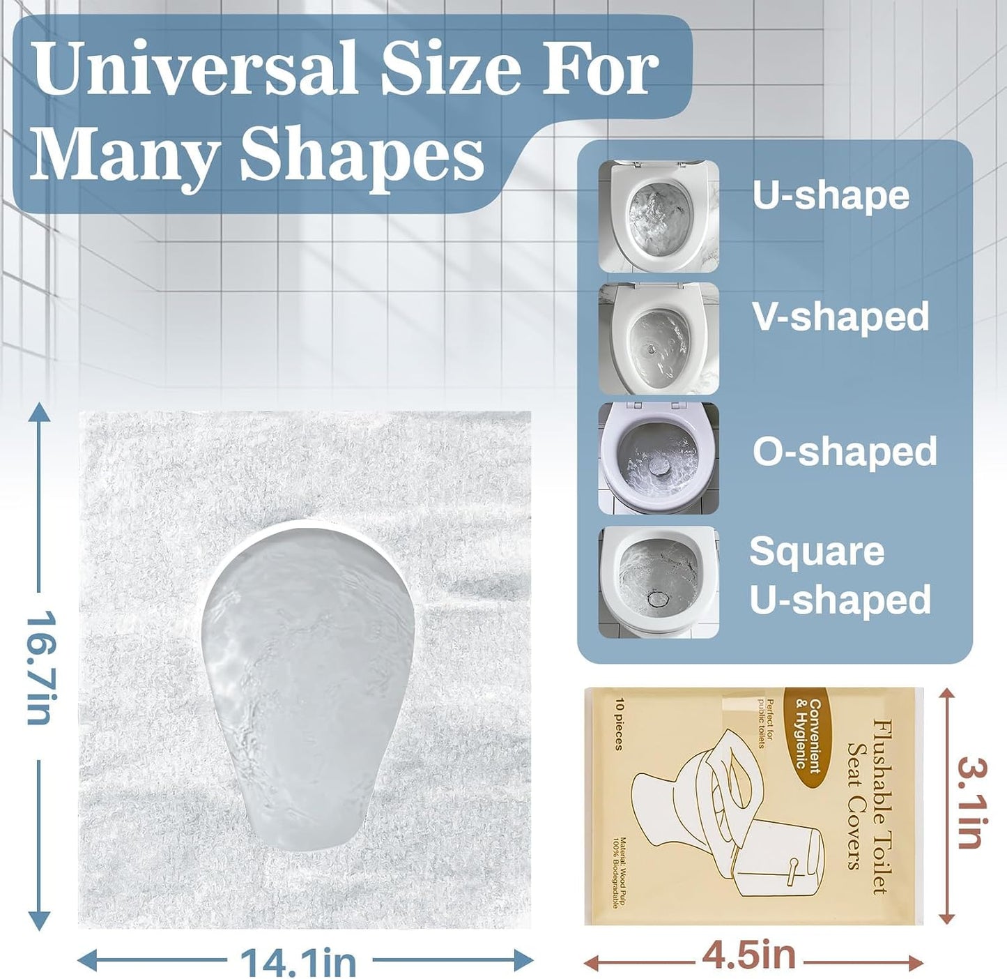 RAINFLOW Toilet Seat Covers Disposable - 100 Count Portable Flushable Paper | Individually Wrapped Toilet Cover Liners, for Airplane, Hotel, Camping & Public Restrooms, Travel Essentials