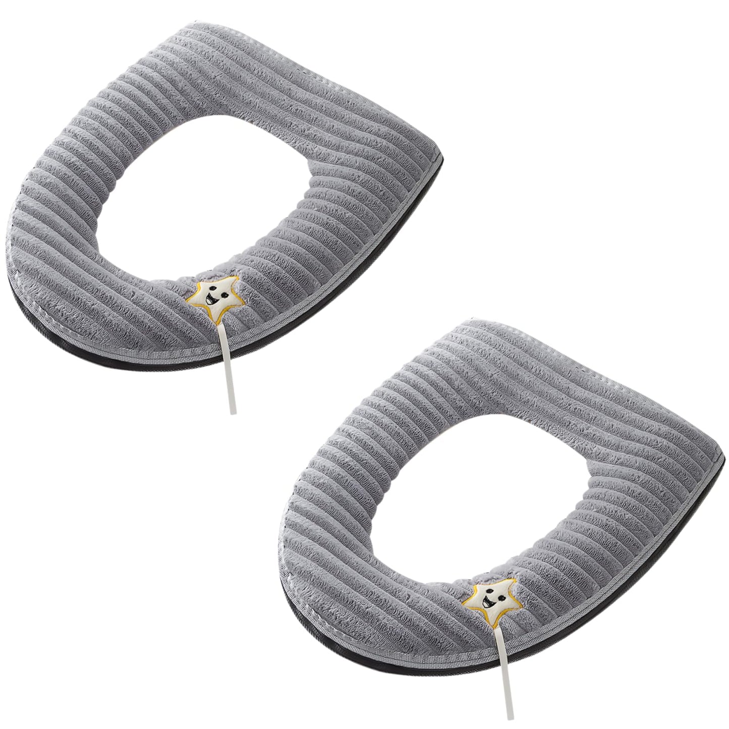 2 Pieces Thicker Bathroom Soft Toilet Seat Cover Pad with Handle Toilet Lid Cover Cushion Soft Thicker Washable Fits All Oval Toilet Seats