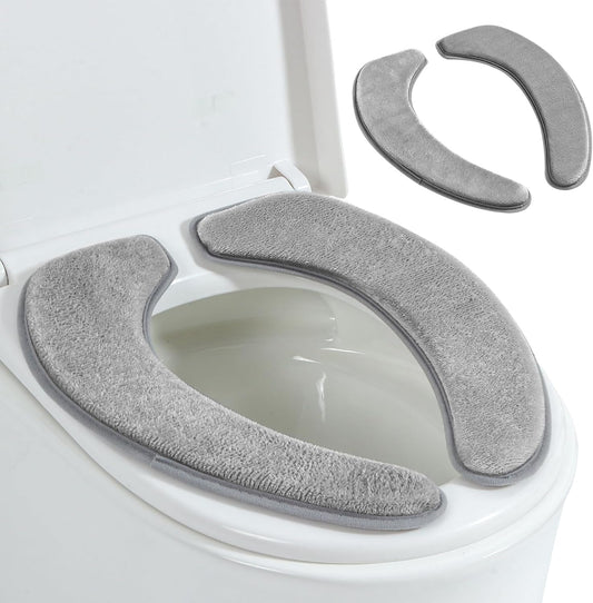 Toilet Seat Cover with Memory Foam, Toilet Seat Cushion for Bathroom | Soft Flannel, Non-Slip, Thicker Warmer Washable, Self-Adhesive Reusable, Fits Most Round, Oval and Elongated Toilet Seat