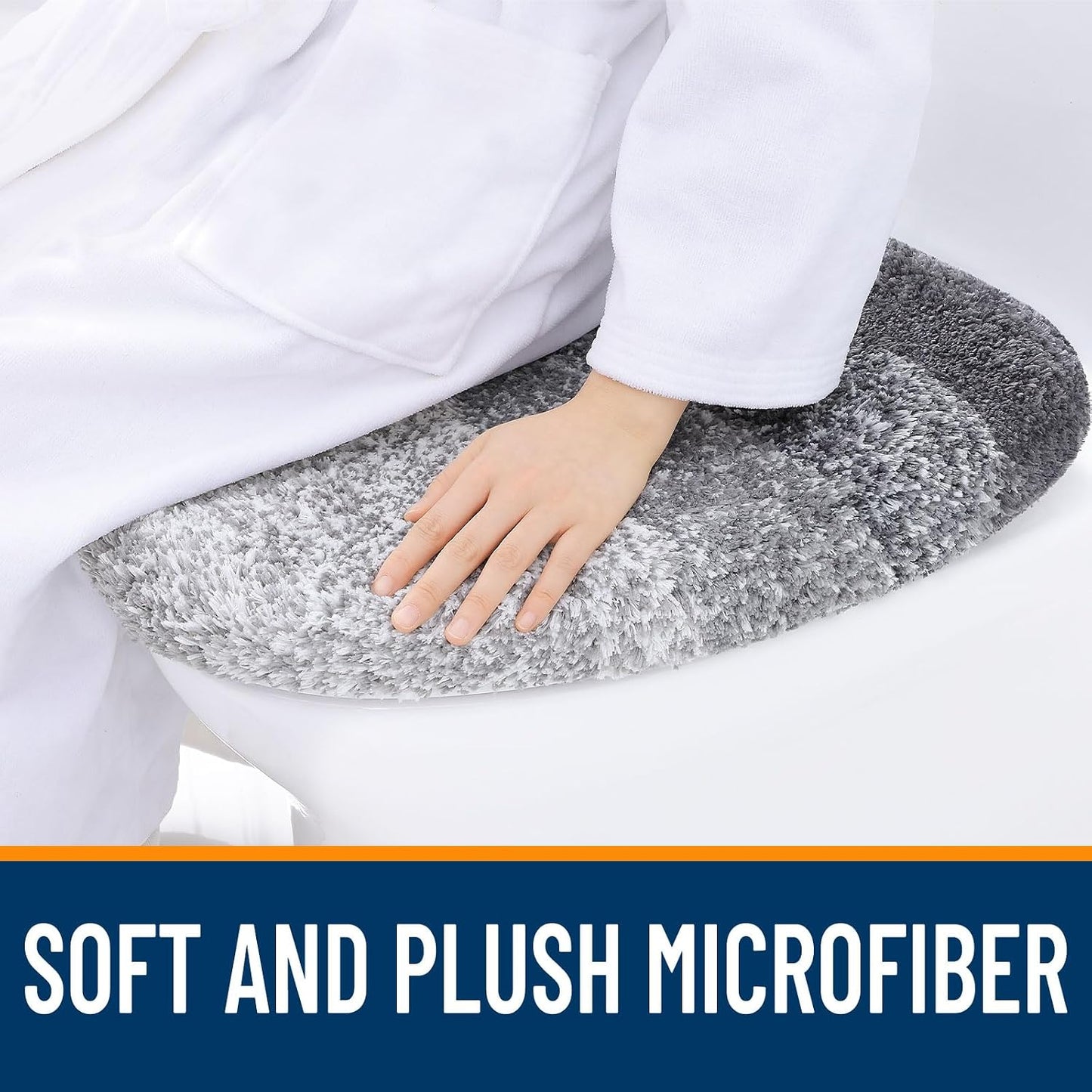 OLANLY Soft Microfiber Bathroom Toilet Lid Cover, 17.5x15, Gray | Machine Washable Seat Covers, Stays in Place Rubber Backing, Fits Most Round, Elongated and Oblong Lids, Accessories Decor