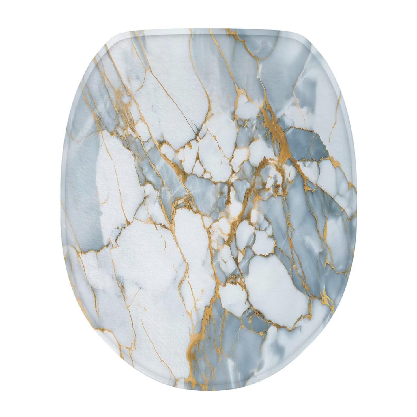 chaqlin Toilet Lid Cover Blue Marble Absorbent Flannel Oval Toilet Seat Covers for Bathroom, Washable Accessories Decor, Stretchable