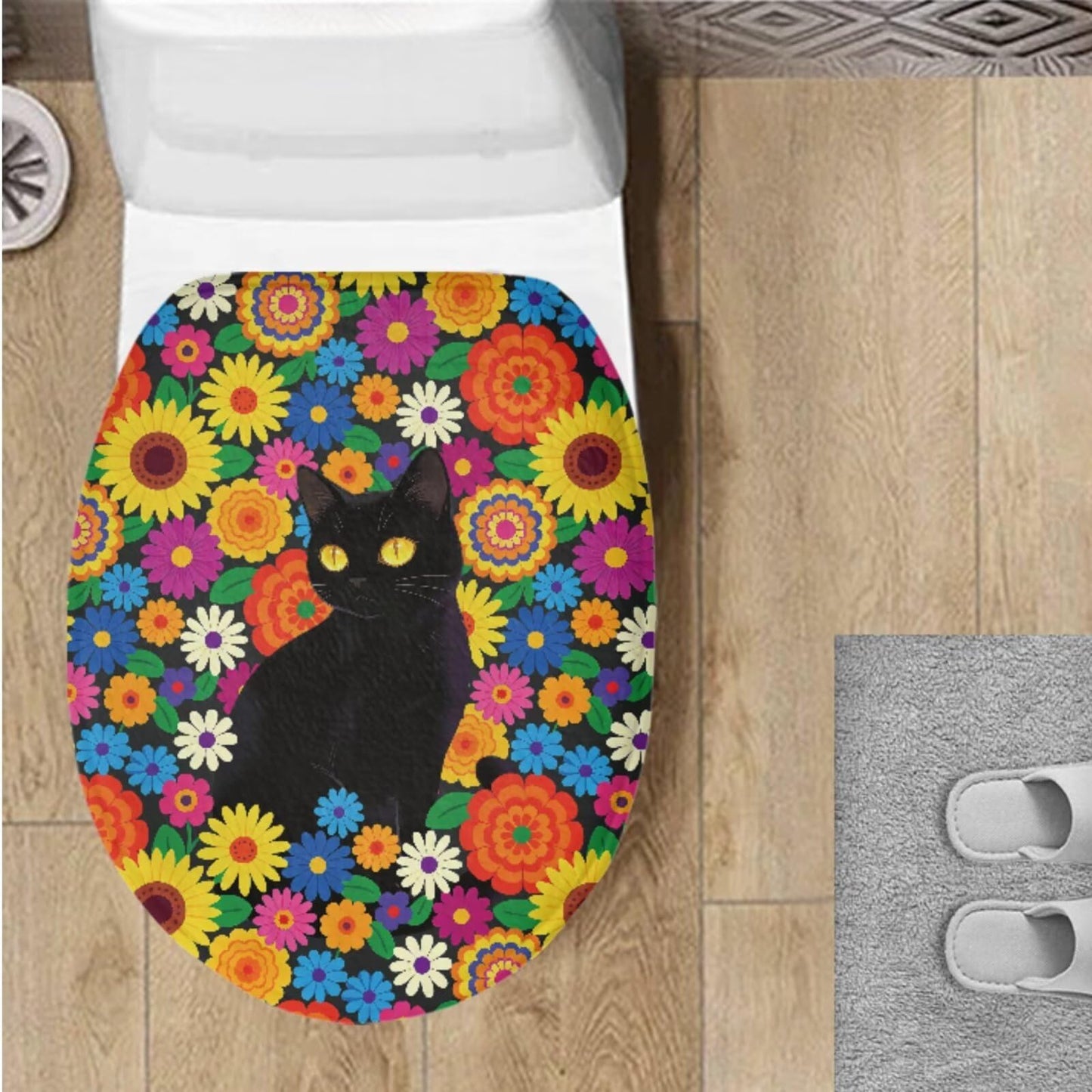 Toilet Lid Cover for Bathroom Water Absorbent Toilet Lid Protector Fits Most Sizes Standard, Round, Elongated and Oblong Lids, Gothic Crow Rose Gray