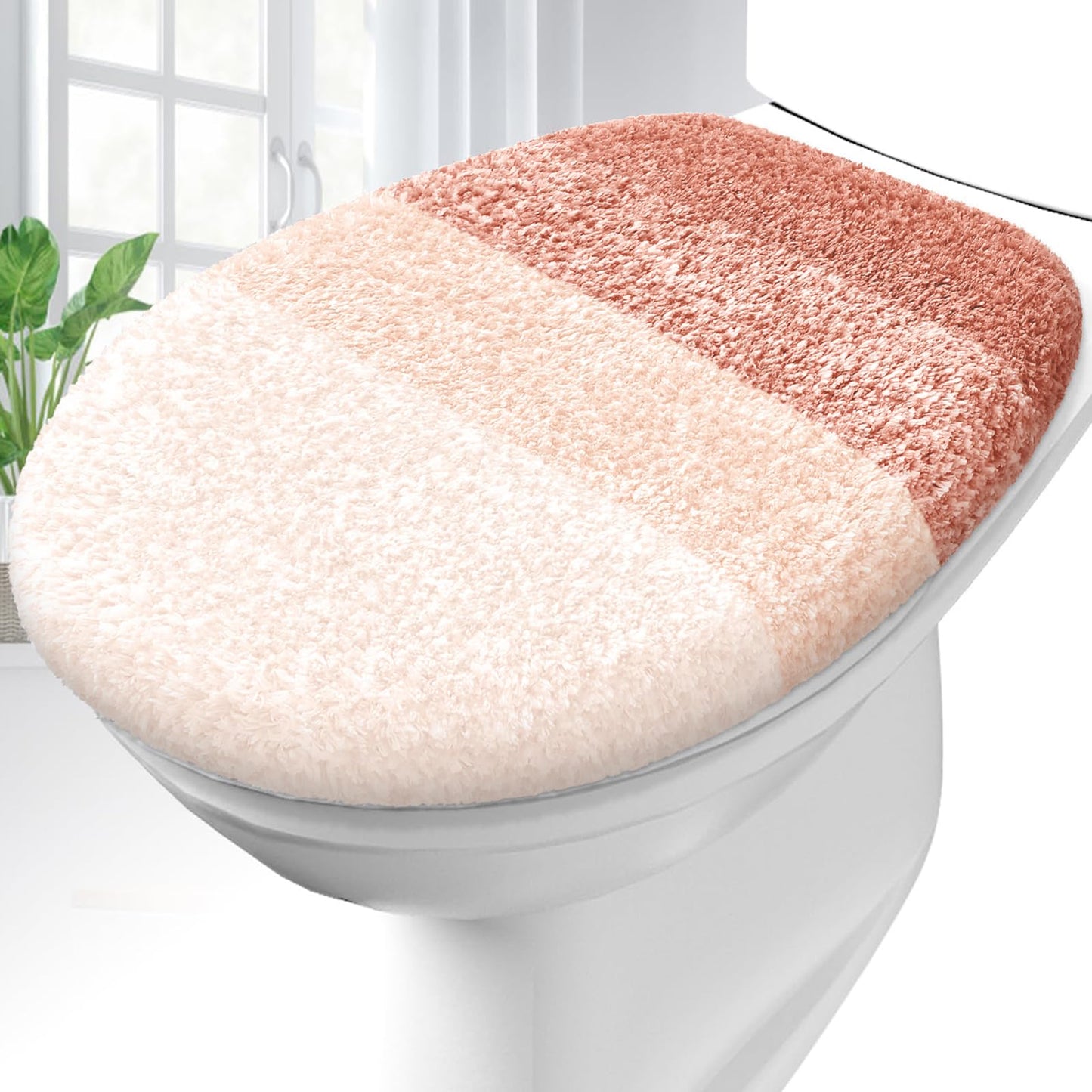 OLANLY Soft Microfiber Bathroom Toilet Lid Cover, 17.5x15, Gray | Machine Washable Seat Covers, Stays in Place Rubber Backing, Fits Most Round, Elongated and Oblong Lids, Accessories Decor