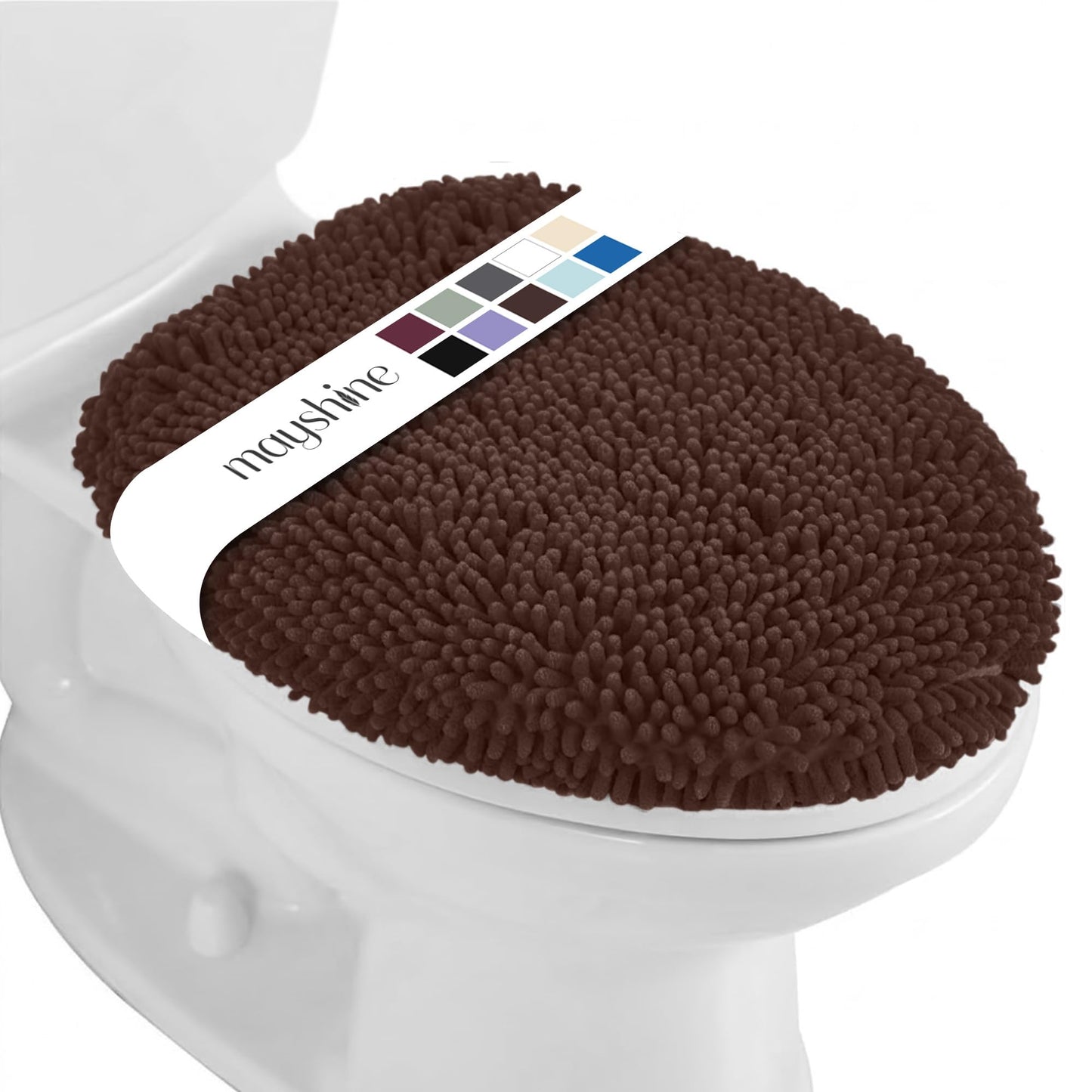 MAYSHINE Toilet Lid Cover - Spa Blue, Plush Microfiber Oval Toilet Seat Covers for Bathroom, Machine Washable Elongated Toilet Cover Seat, Stretches up to 21"x19"
