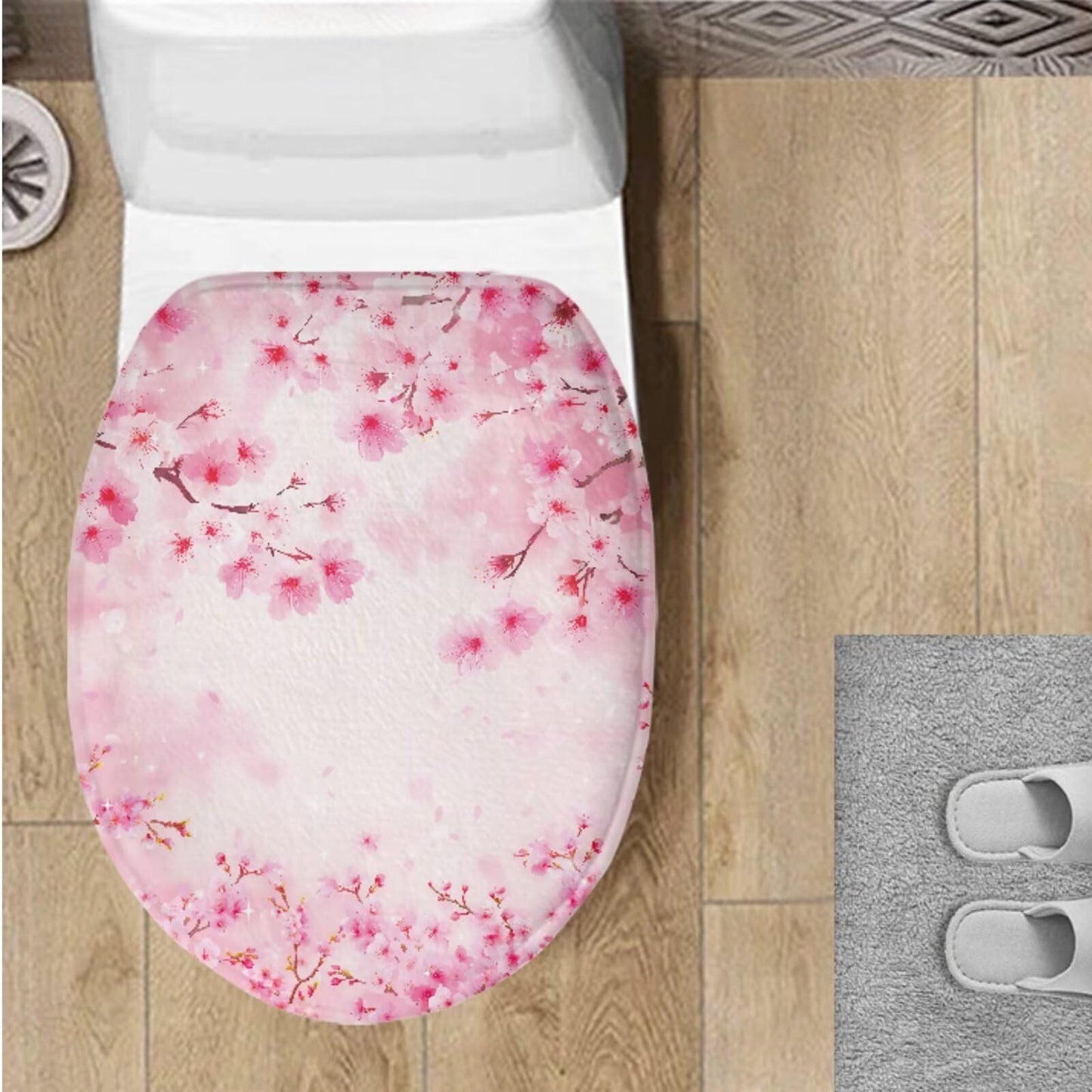 Toilet Lid Cover for Bathroom Water Absorbent Toilet Lid Protector Fits Most Sizes Standard, Round, Elongated and Oblong Lids, Gothic Crow Rose Gray