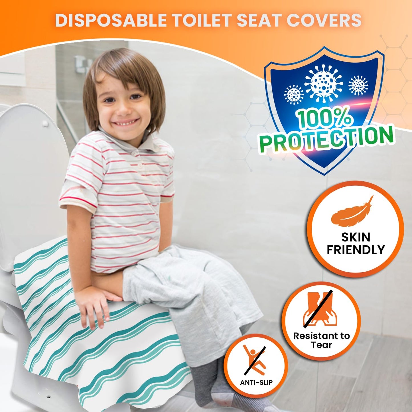20 XL Toilet Seat Covers Disposable, Kids & Adults Travel Pack | Individually Wrapped, Waterproof, Potty Training, Toddler Liners, Travel Use
