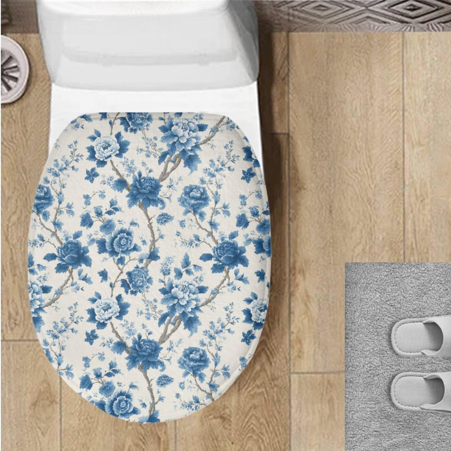 Toilet Lid Cover for Bathroom Water Absorbent Toilet Lid Protector Fits Most Sizes Standard, Round, Elongated and Oblong Lids, Gothic Crow Rose Gray