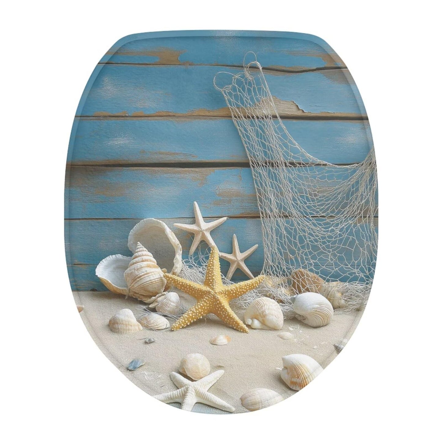 chaqlin Starfish Bathroom Toilet Lid Cover Soft Flannel 17.3''x 13'' Adjustable Toilet Seat Covers Washable Rubber Backing Cover Fits Most Elongated and Oblong Lids