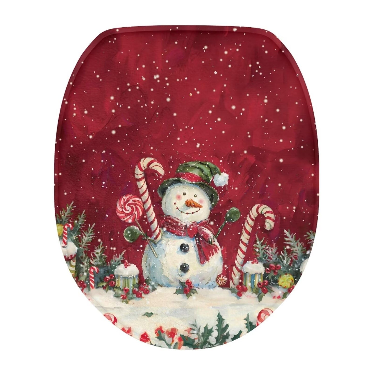 chaqlin Toilet Lid Cover Red Poppy Print Toilet Lid Seat Cover Washable Fabric Set, Novelty Gifts Fits Most Round, Elongated and Oblong Toilets