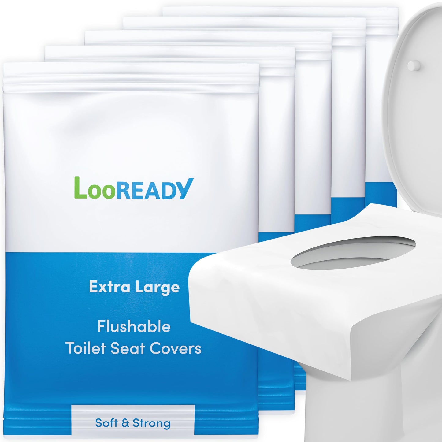 Toilet Seat Covers Disposable Flushable - Extra Large (18 x 22”) - Super Thick, Individually Wrapped Toilet Seat Cover for Travel & Public Bathroom - Premium Quality, Convenient and Hygienic (30 Pack)
