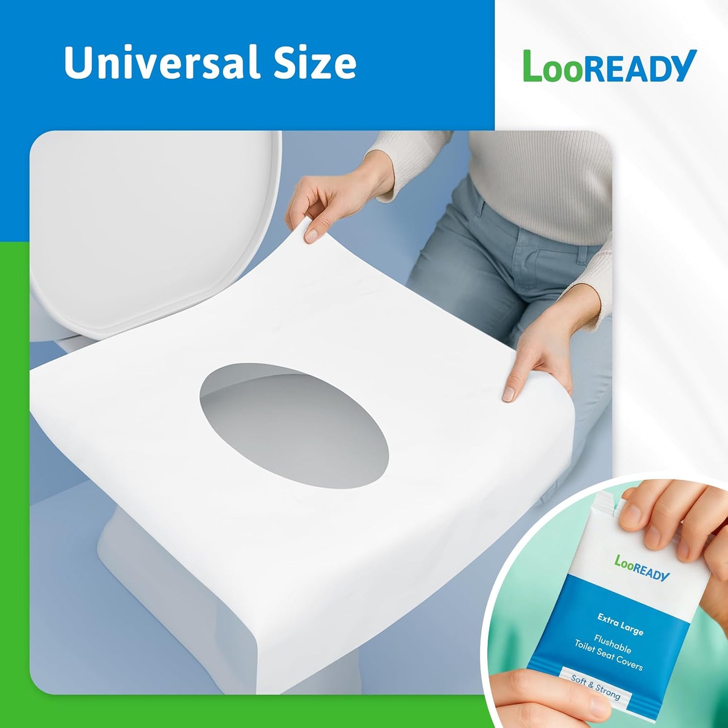Toilet Seat Covers Disposable Flushable - Extra Large (18 x 22”) - Super Thick, Individually Wrapped Toilet Seat Cover for Travel & Public Bathroom - Premium Quality, Convenient and Hygienic (30 Pack)
