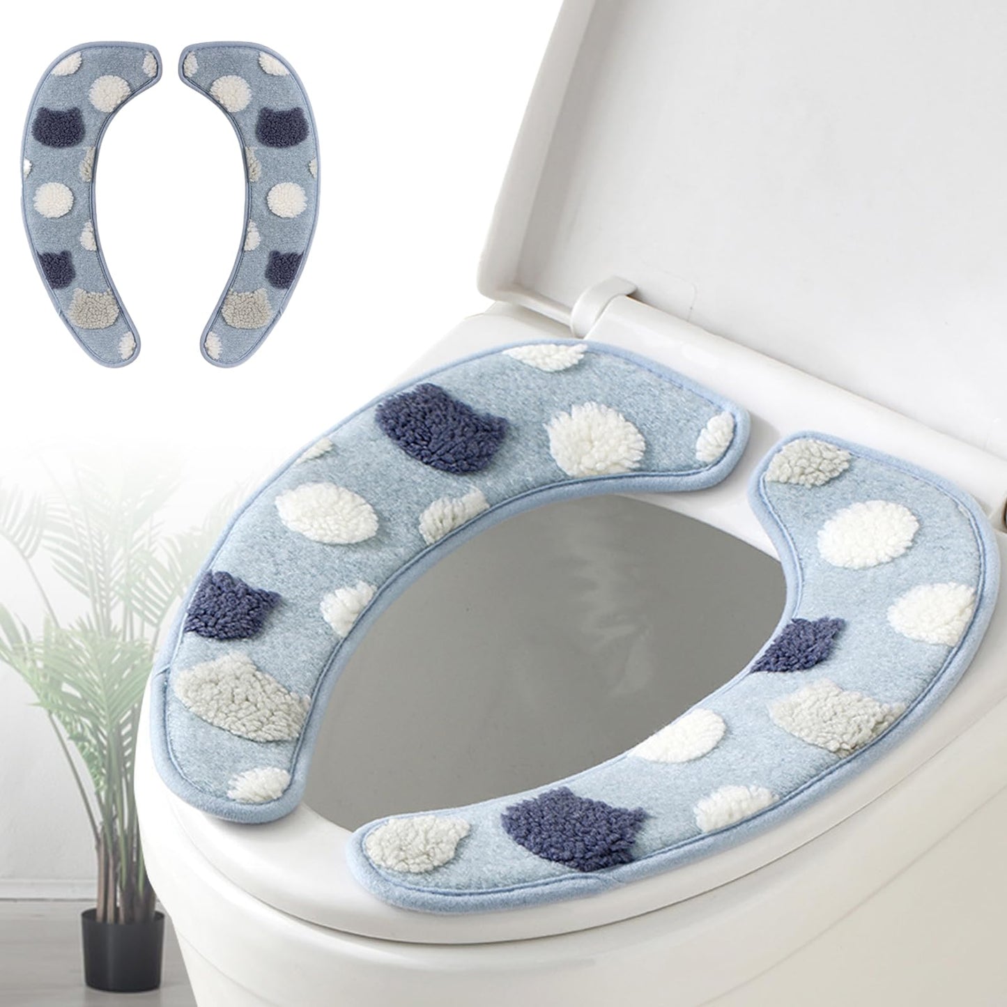 Thick and Warm Toilet Seat Cover – Washable, Reusable Cushion with TPR Adhesive Back & Decorative Pattern for Comfort & Insulation (Brown)
