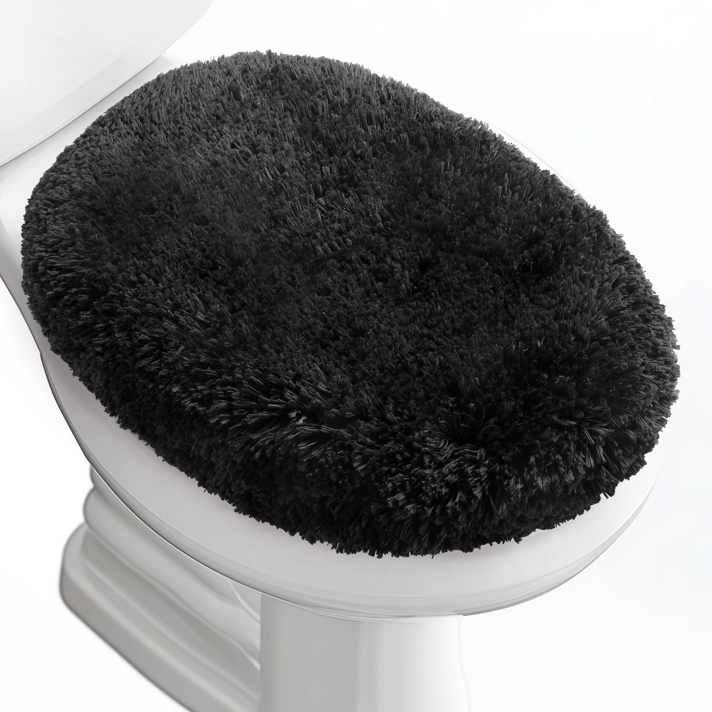 Microfiber Elongated Toilet Seat Cover 19.5"x 15" Machine Washable | Solid Toilet Lid Cover Adjustable Rubber Backing Fits Only 18-19.5"L x 14-16"W Elongated Toilet Seat