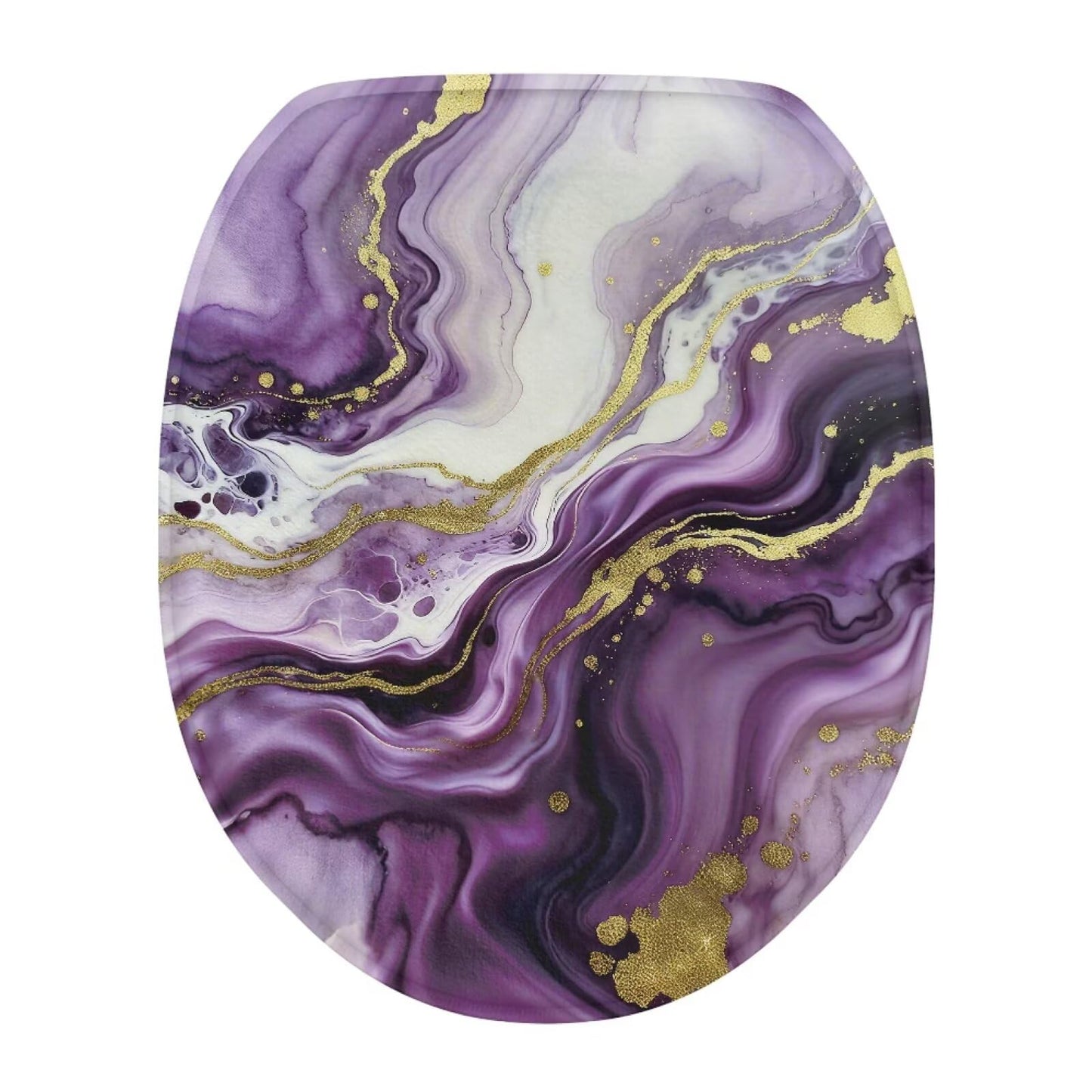 chaqlin Toilet Lid Cover Blue Marble Absorbent Flannel Oval Toilet Seat Covers for Bathroom, Washable Accessories Decor, Stretchable
