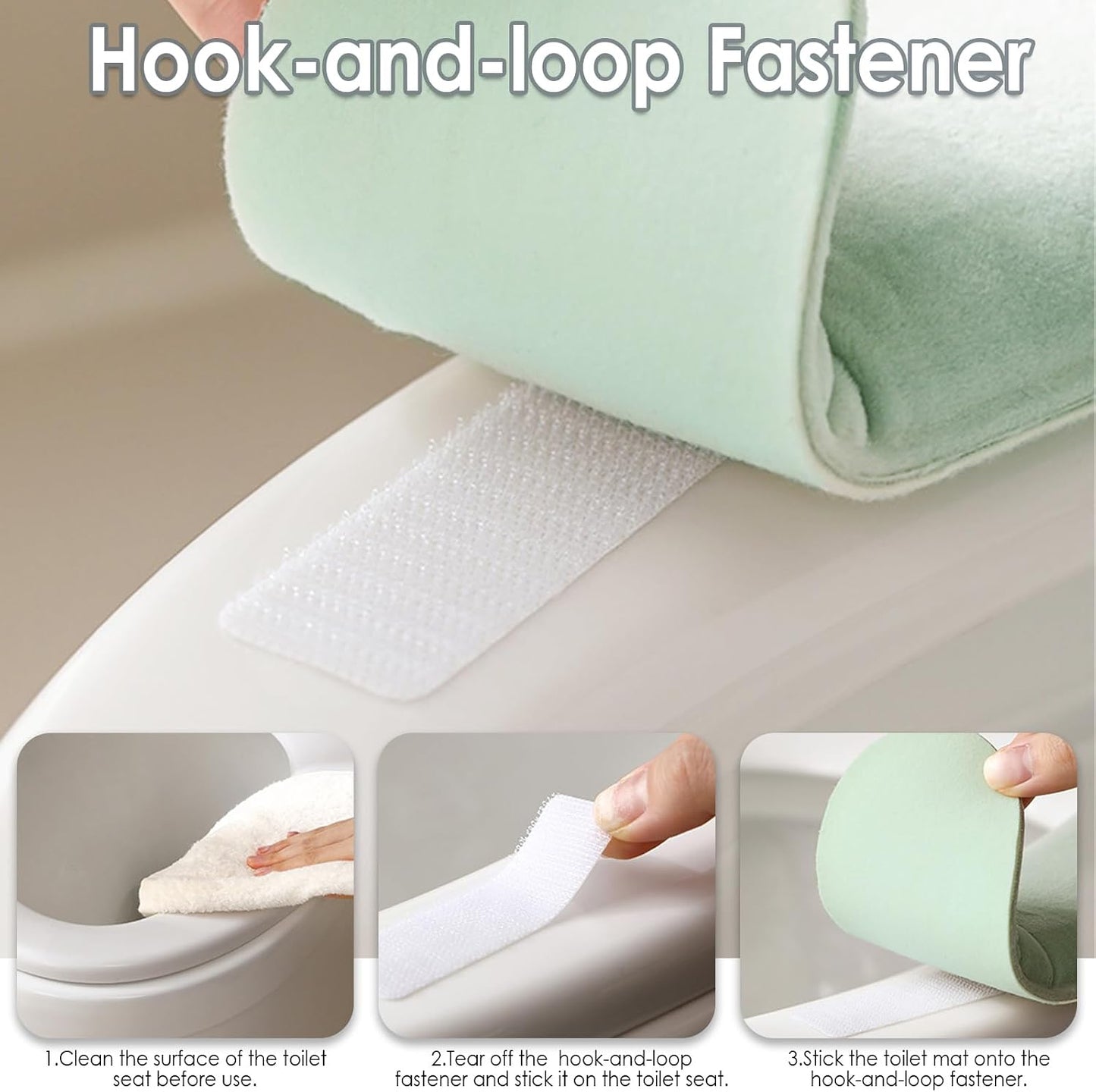 Thick and Elastic Toilet Seat Cover – Washable & Reusable with Double-Sided Hook and Loop Fastener for Easy Attachment – Cushioned Mat with Thick Sponge for Extra Comfort (Blue)
