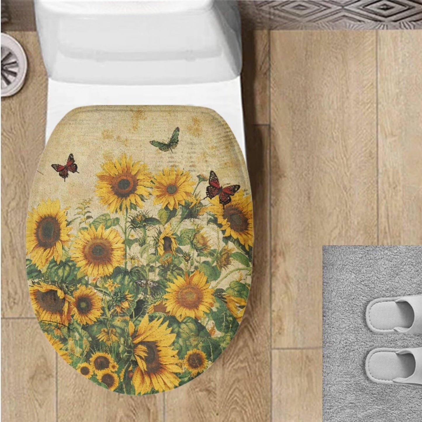 Toilet Lid Cover for Bathroom Water Absorbent Toilet Lid Protector Fits Most Sizes Standard, Round, Elongated and Oblong Lids, Gothic Crow Rose Gray