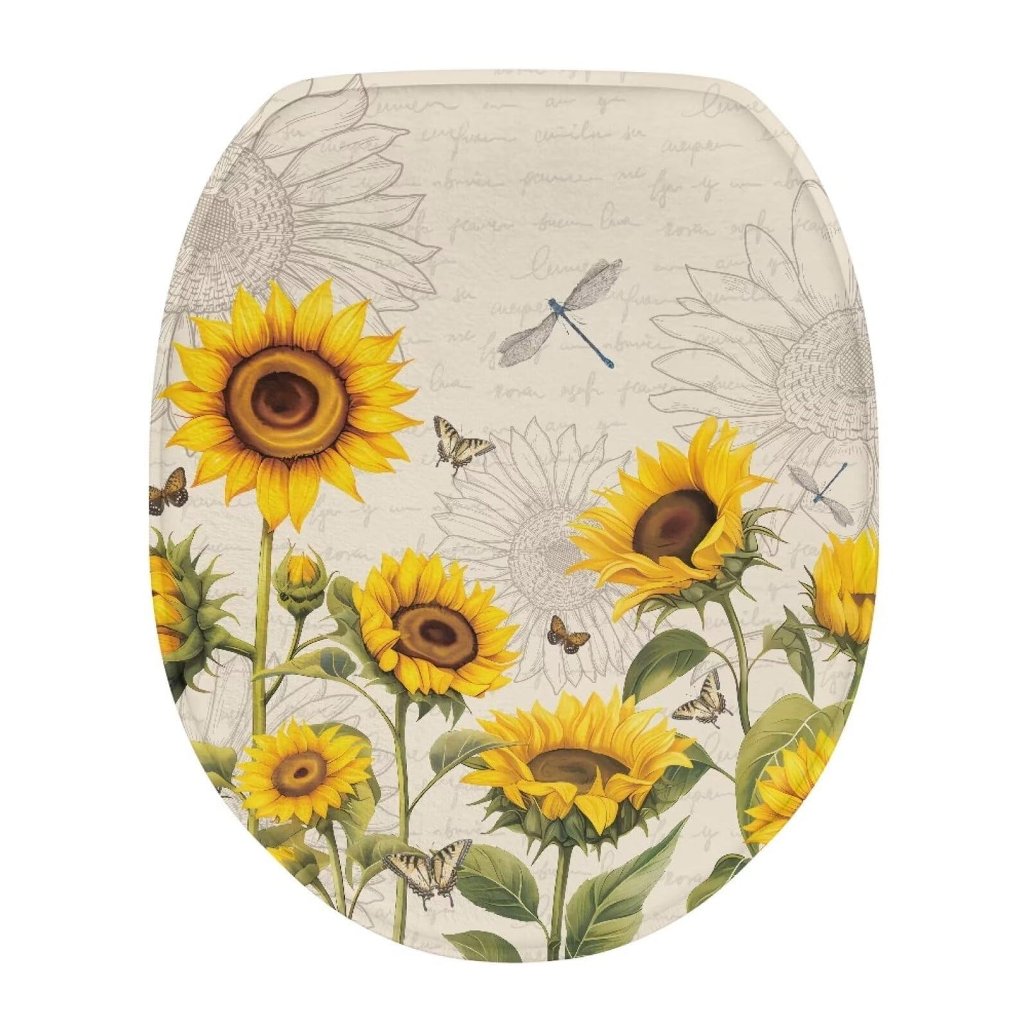 chaqlin Toilet Lid Cover Red Poppy Print Toilet Lid Seat Cover Washable Fabric Set, Novelty Gifts Fits Most Round, Elongated and Oblong Toilets
