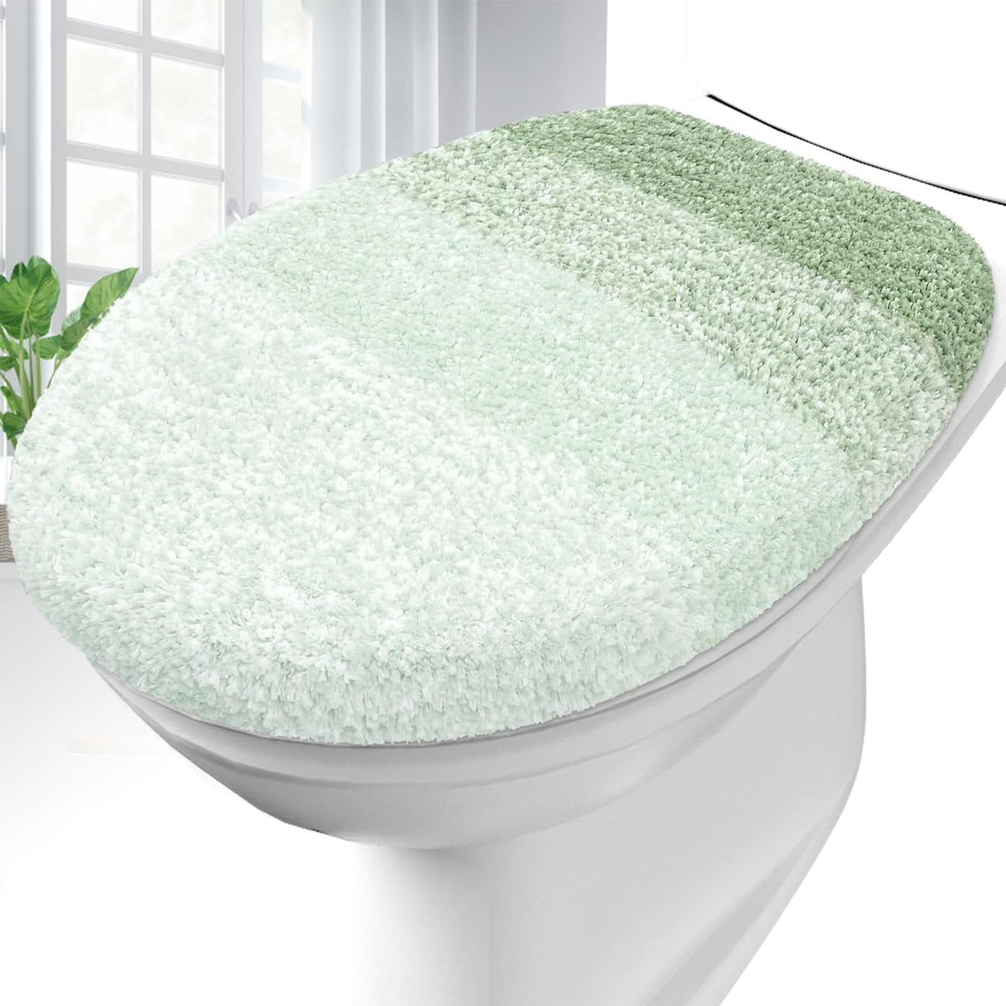 OLANLY Soft Microfiber Bathroom Toilet Lid Cover, 17.5x15, Gray | Machine Washable Seat Covers, Stays in Place Rubber Backing, Fits Most Round, Elongated and Oblong Lids, Accessories Decor