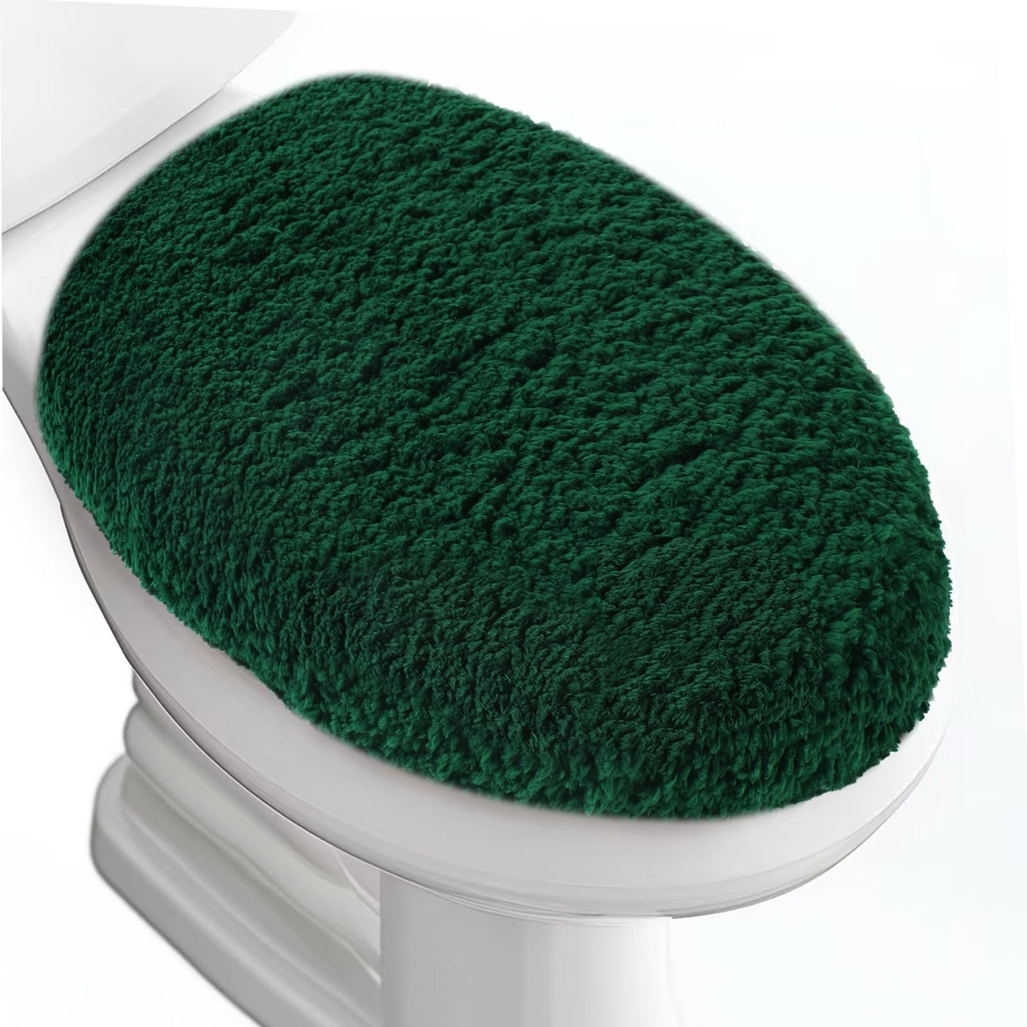 Microfiber Elongated Toilet Seat Cover 19.5"x 15" Machine Washable | Solid Toilet Lid Cover Adjustable Rubber Backing Fits Only 18-19.5"L x 14-16"W Elongated Toilet Seat