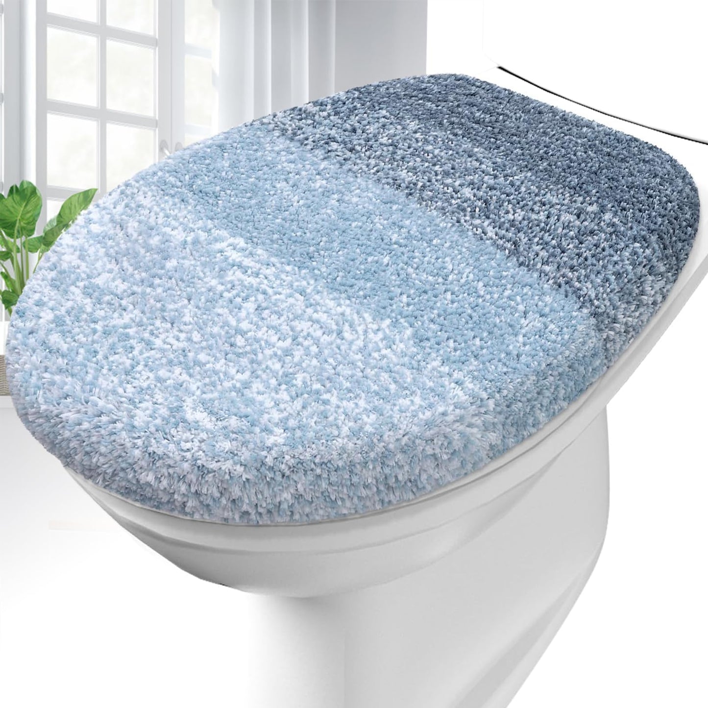 OLANLY Soft Microfiber Bathroom Toilet Lid Cover, 17.5x15, Gray | Machine Washable Seat Covers, Stays in Place Rubber Backing, Fits Most Round, Elongated and Oblong Lids, Accessories Decor