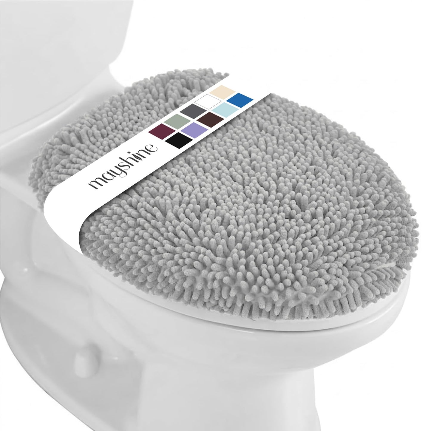 MAYSHINE Toilet Lid Cover - Spa Blue, Plush Microfiber Oval Toilet Seat Covers for Bathroom, Machine Washable Elongated Toilet Cover Seat, Stretches up to 21"x19"
