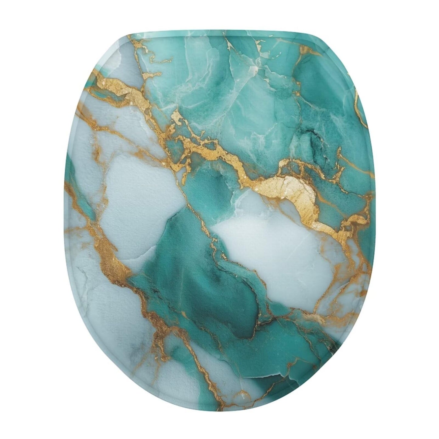 chaqlin Toilet Lid Cover Blue Marble Absorbent Flannel Oval Toilet Seat Covers for Bathroom, Washable Accessories Decor, Stretchable
