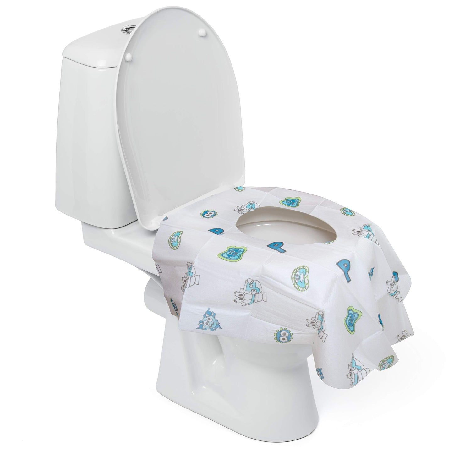 Potty Shields Disposable Toilet Seat Covers, XL Waterproof Sheets, 40 Pack | Toilet Covers for Toddlers, Kids & Adults, Portable & Individually Wrapped for Travel, Potty Training, & Public Restrooms