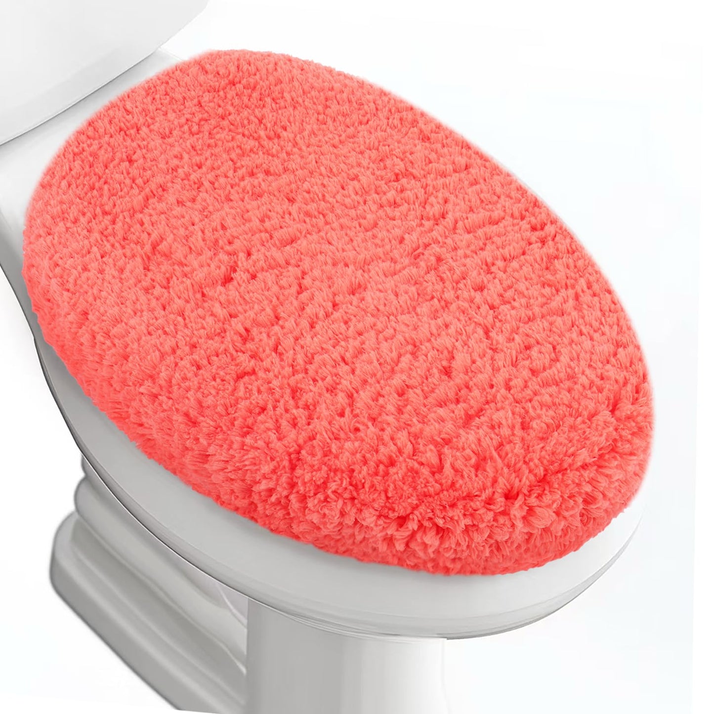 Microfiber Elongated Toilet Seat Cover 19.5"x 15" Machine Washable | Solid Toilet Lid Cover Adjustable Rubber Backing Fits Only 18-19.5"L x 14-16"W Elongated Toilet Seat