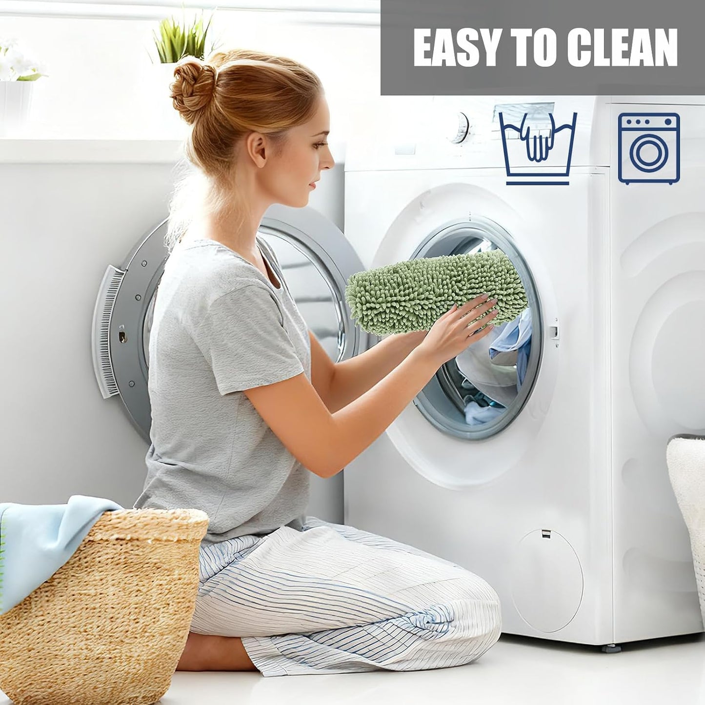 Soft Chenille Toilet Lid Cover 19.5L x 18.5W Machine Washable | Toilet Seat Cover Adjustable Rubber Backing Fits Most Round Elongated and Oblong Lids