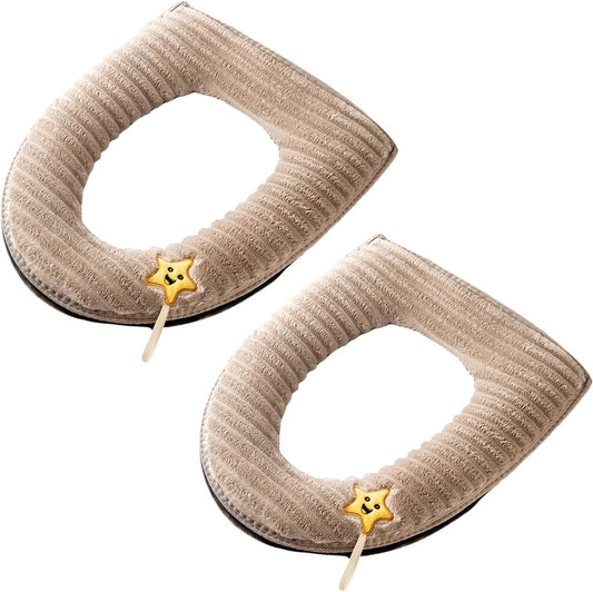 2 Pieces Thicker Bathroom Soft Toilet Seat Cover Pad with Handle Toilet Lid Cover Cushion Soft Thicker Washable Fits All Oval Toilet Seats