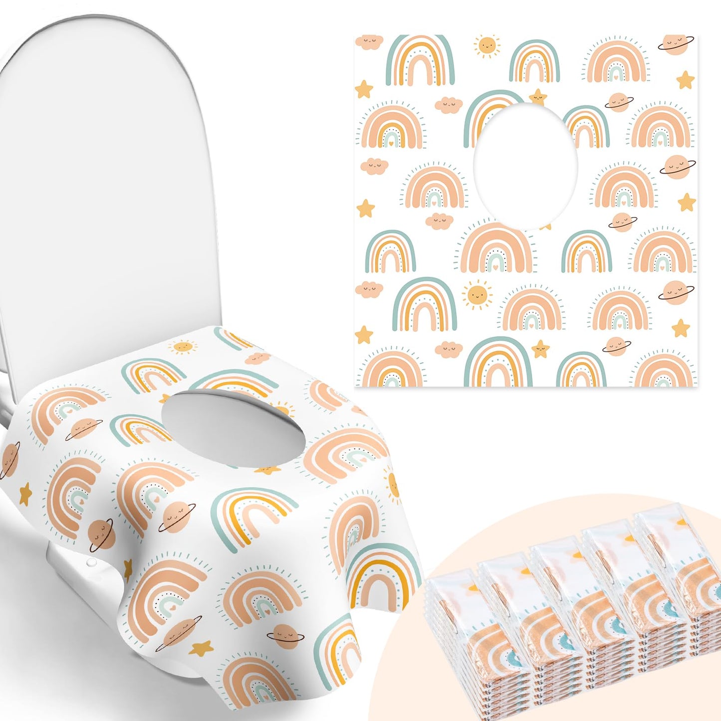 30 Pack Toilet Seat Covers Disposable, Large Waterproof Potty Covers for Toddlers, Kids, and Adults, Individually Wrapped for Travel, Toddler Potty Training for Public Restroom, Airplane, Trip