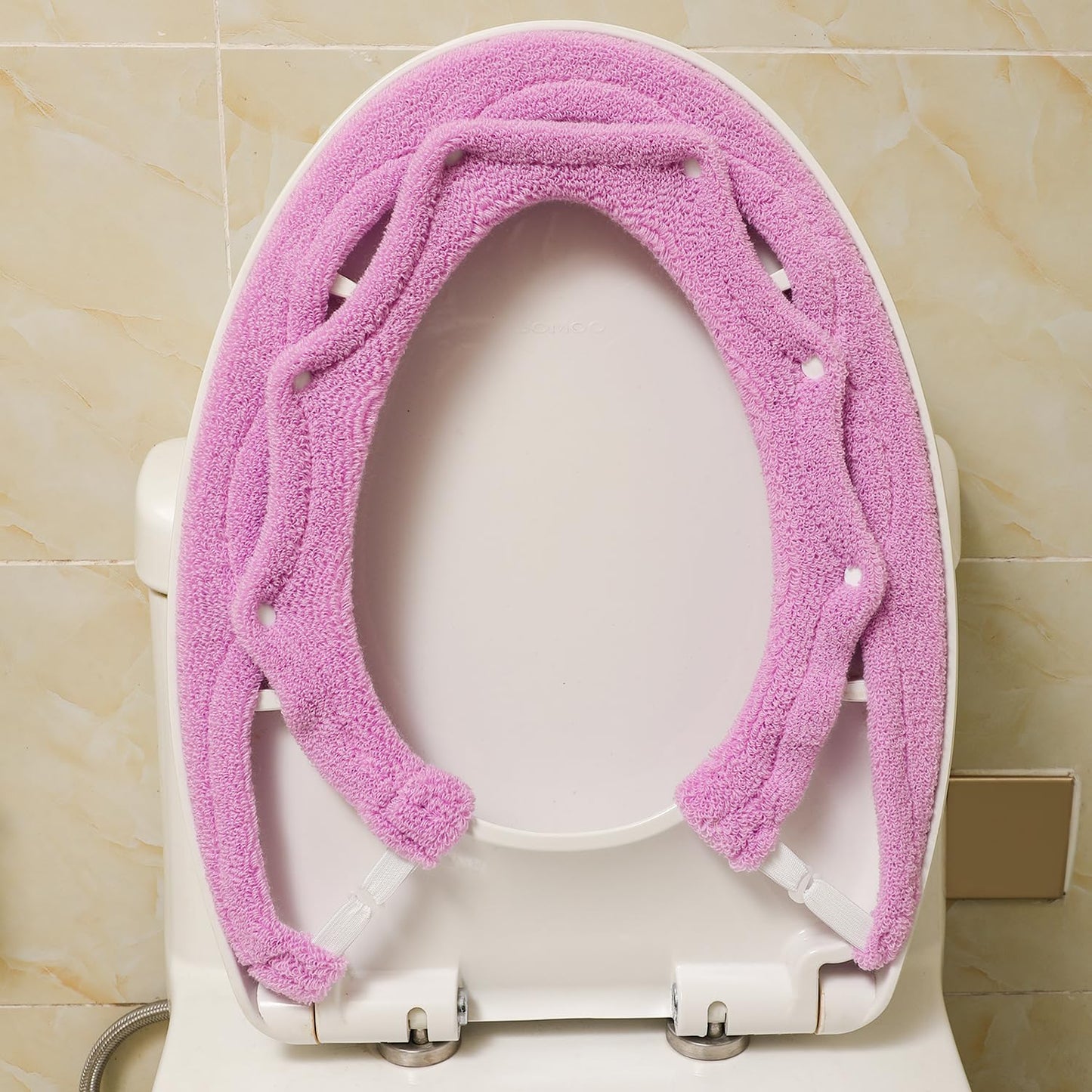 Toilet Seat Cover with Snaps Fixed,Thick Warmer,Machine Washable(grey) | soft thicker warm,easy to install,stretchable,non slip pad,stay in place,universal size,fit most toilet,reusable portable