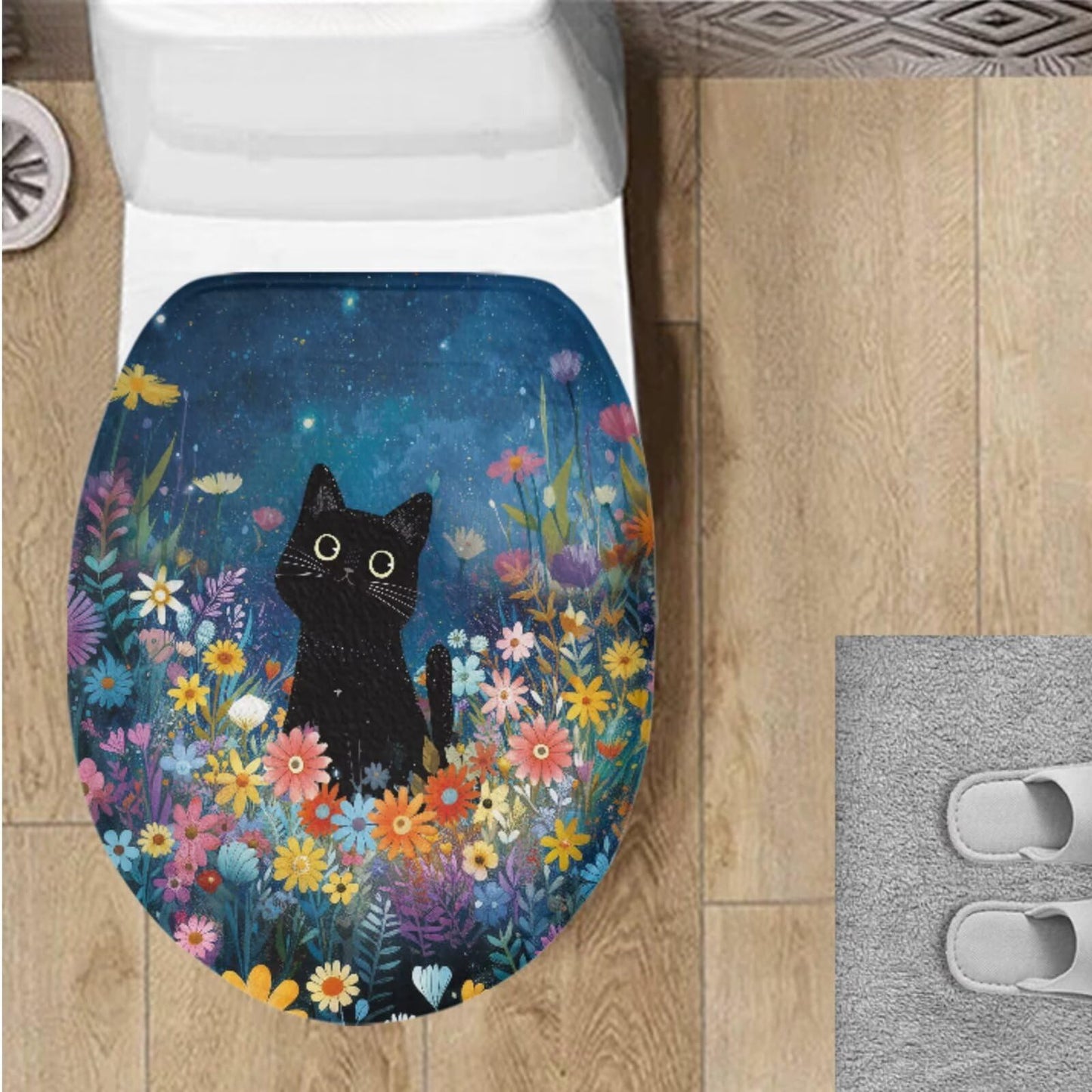 Toilet Lid Cover for Bathroom Water Absorbent Toilet Lid Protector Fits Most Sizes Standard, Round, Elongated and Oblong Lids, Gothic Crow Rose Gray