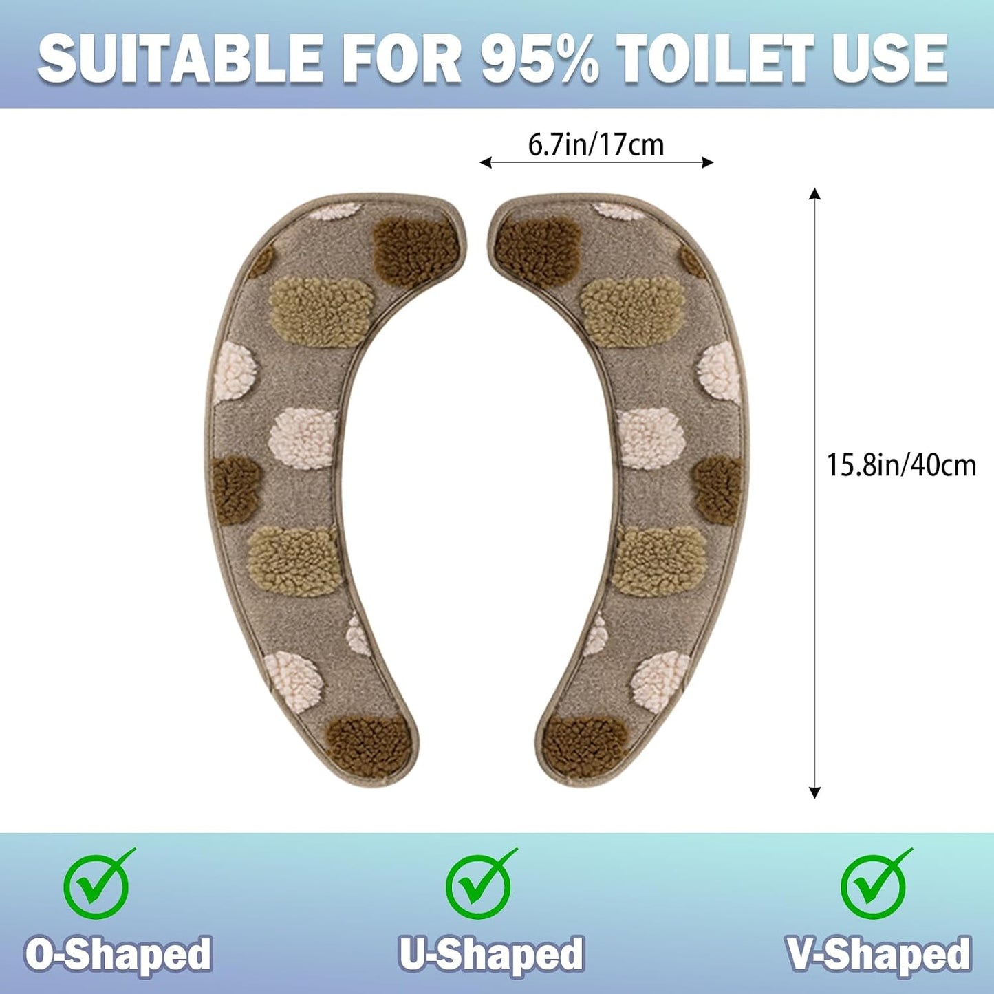 Thick and Warm Toilet Seat Cover – Washable, Reusable Cushion with TPR Adhesive Back & Decorative Pattern for Comfort & Insulation (Brown)