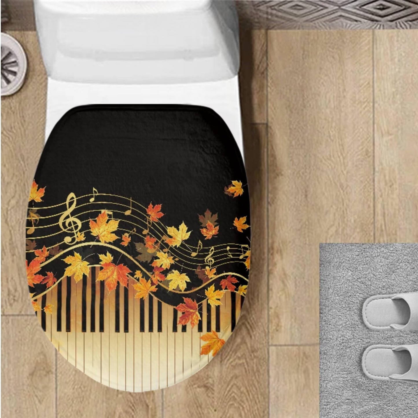 Toilet Lid Cover for Bathroom Water Absorbent Toilet Lid Protector Fits Most Sizes Standard, Round, Elongated and Oblong Lids, Gothic Crow Rose Gray