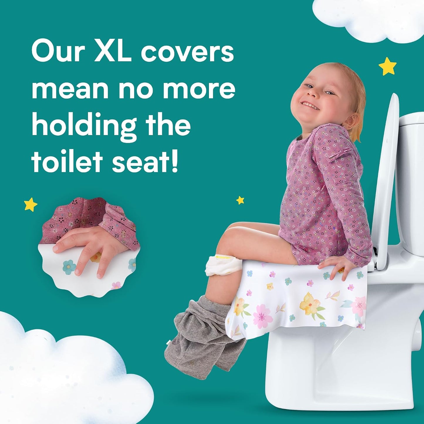 Eli with Love 20 Pack Extra Large Disposable Toilet Seat Cover (Floral) – Toddler Toilet Covers for Full Coverage On Toilet or Potty – Ideal Travel Toilet Seat Covers for Kids and Adults