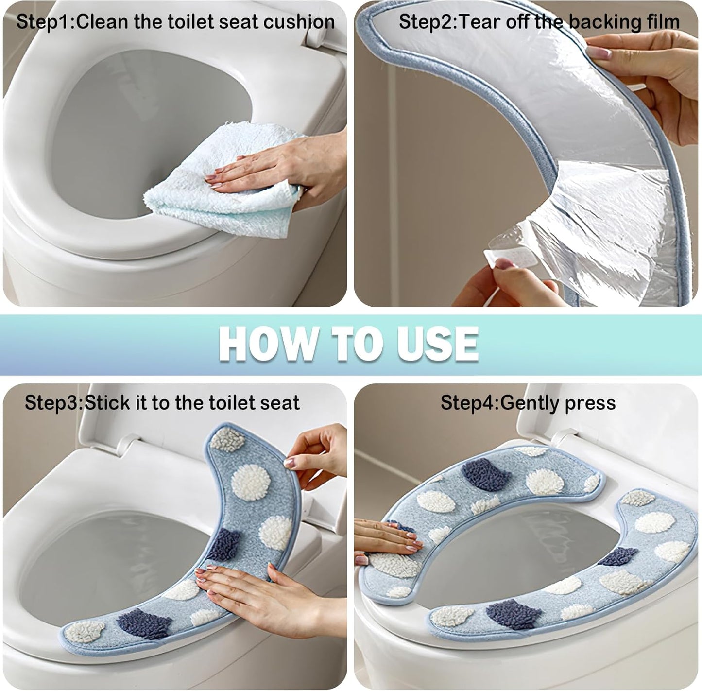 Thick and Warm Toilet Seat Cover – Washable, Reusable Cushion with TPR Adhesive Back & Decorative Pattern for Comfort & Insulation (Brown)