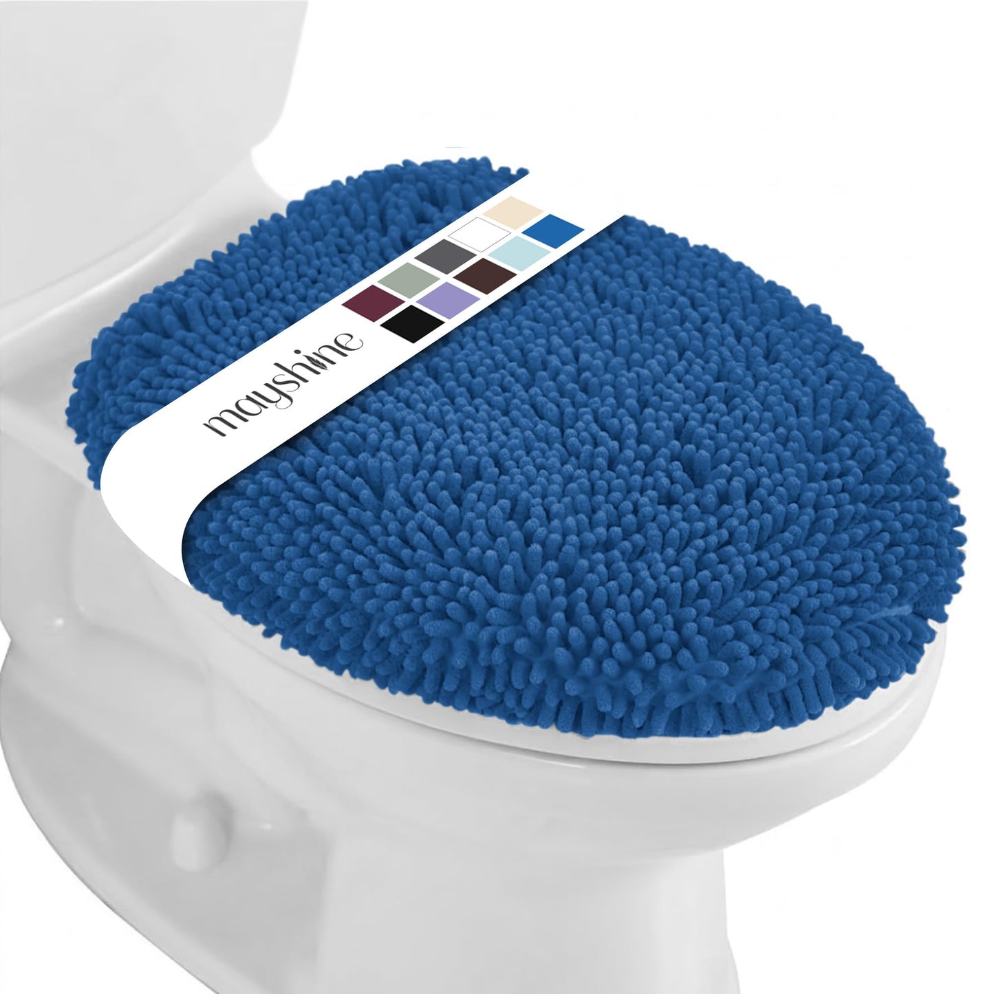 MAYSHINE Toilet Lid Cover - Spa Blue, Plush Microfiber Oval Toilet Seat Covers for Bathroom, Machine Washable Elongated Toilet Cover Seat, Stretches up to 21"x19"