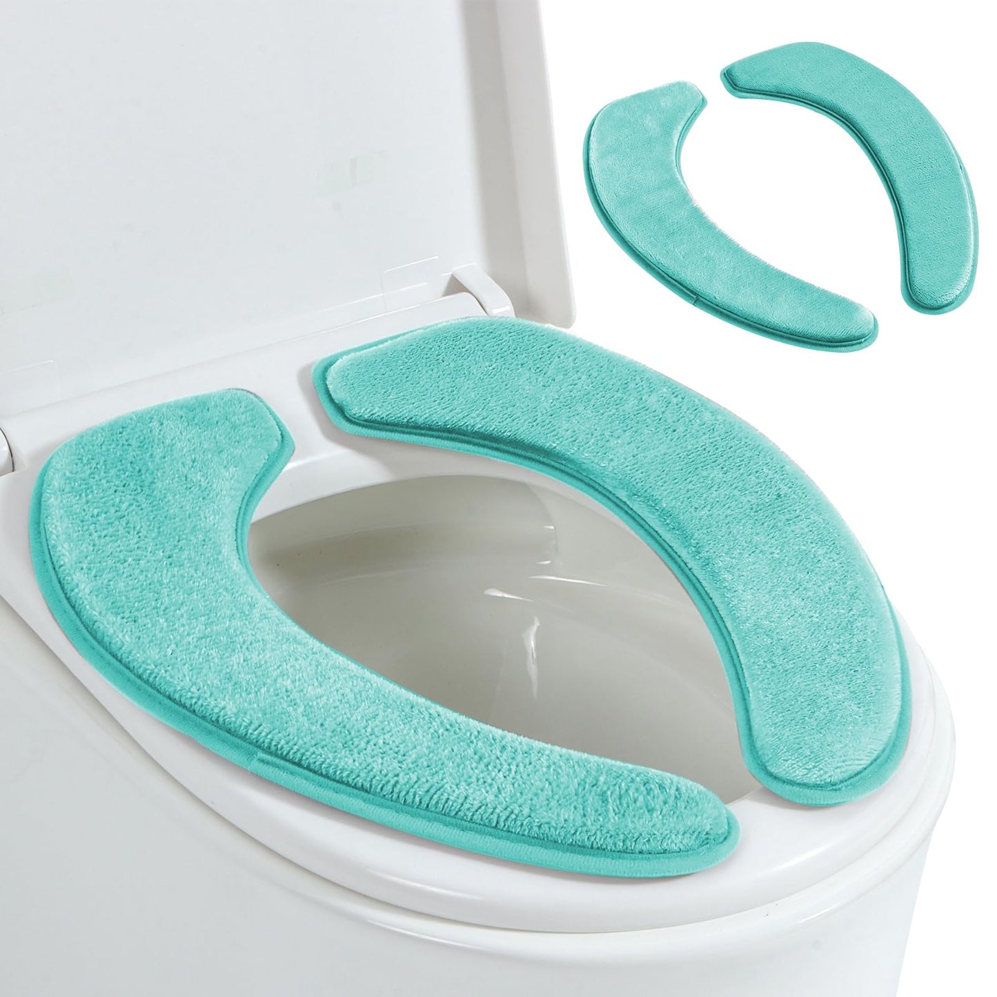 Toilet Seat Cover with Memory Foam, Toilet Seat Cushion for Bathroom | Soft Flannel, Non-Slip, Thicker Warmer Washable, Self-Adhesive Reusable, Fits Most Round, Oval and Elongated Toilet Seat