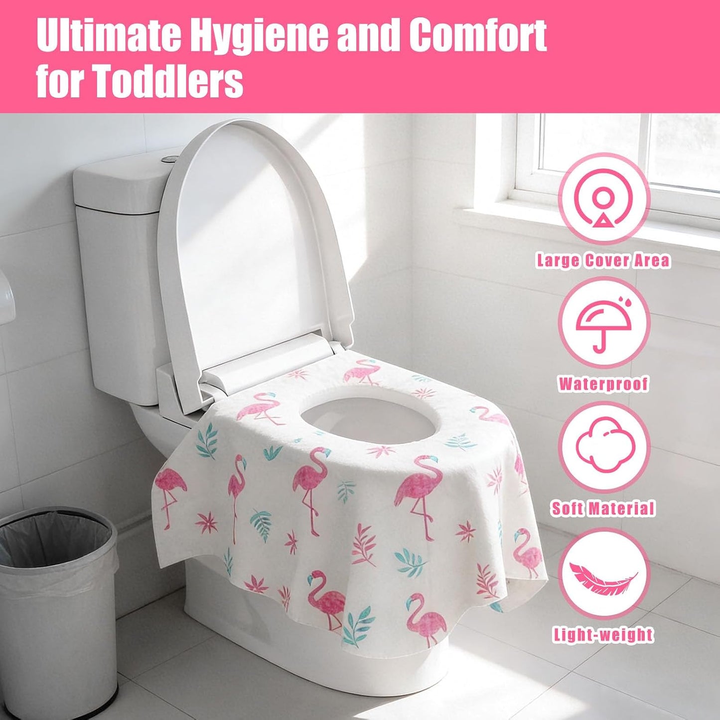 32 Pcs Disposable Toilet Seat Covers for Kids & Toddlers | Hygienic & Convenient Potty Training Seat Covers, Perfect for Travel & Public Restrooms