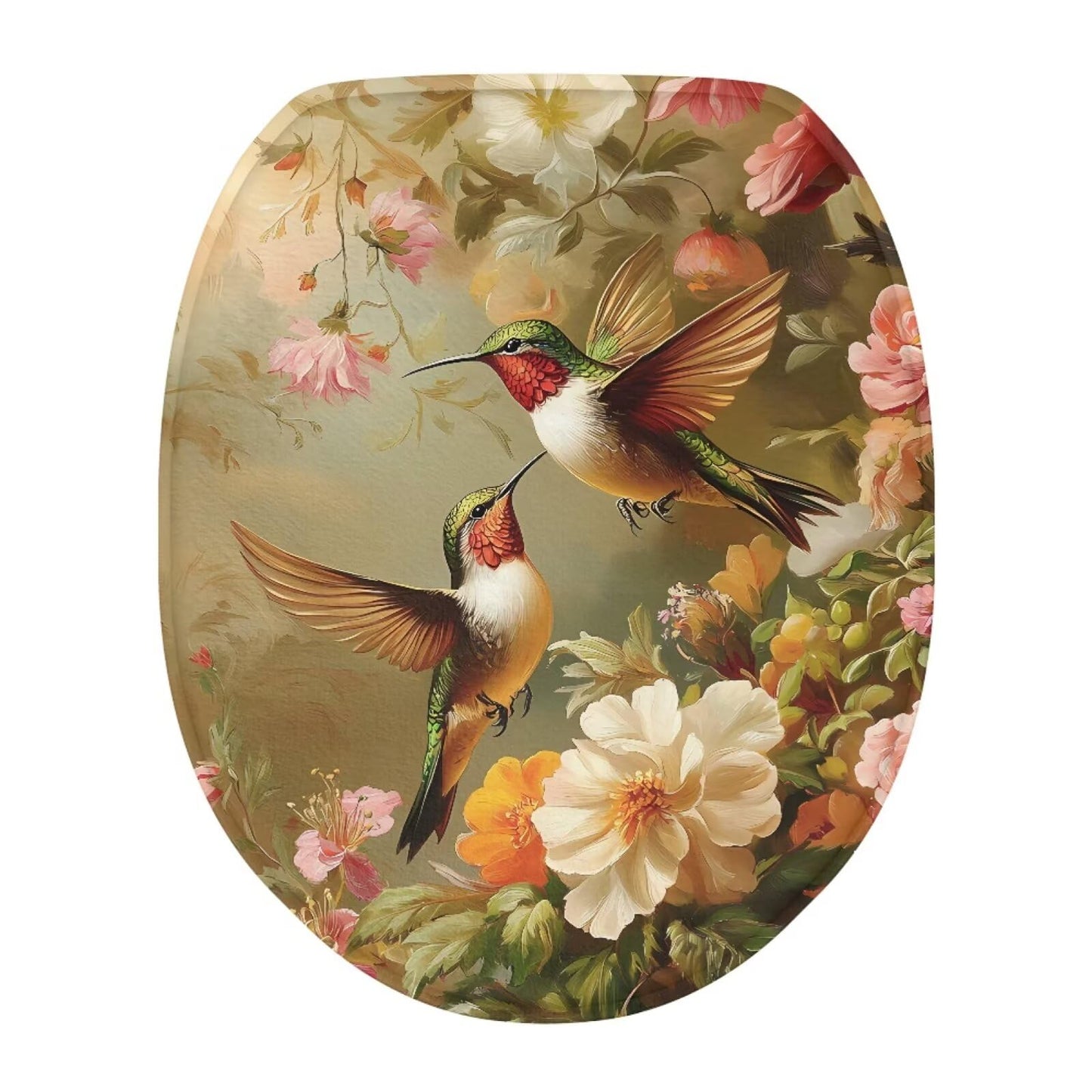 chaqlin Toilet Lid Cover Red Poppy Print Toilet Lid Seat Cover Washable Fabric Set, Novelty Gifts Fits Most Round, Elongated and Oblong Toilets