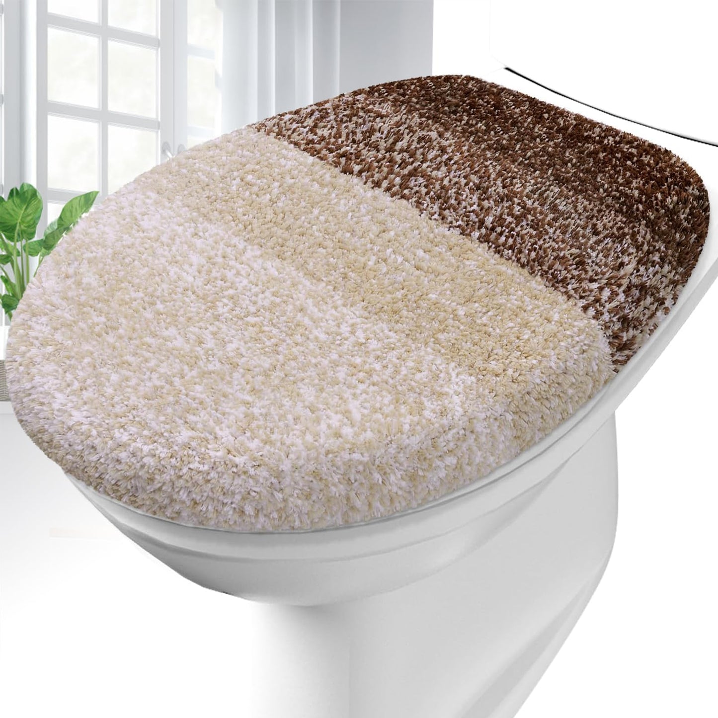 OLANLY Soft Microfiber Bathroom Toilet Lid Cover, 17.5x15, Gray | Machine Washable Seat Covers, Stays in Place Rubber Backing, Fits Most Round, Elongated and Oblong Lids, Accessories Decor