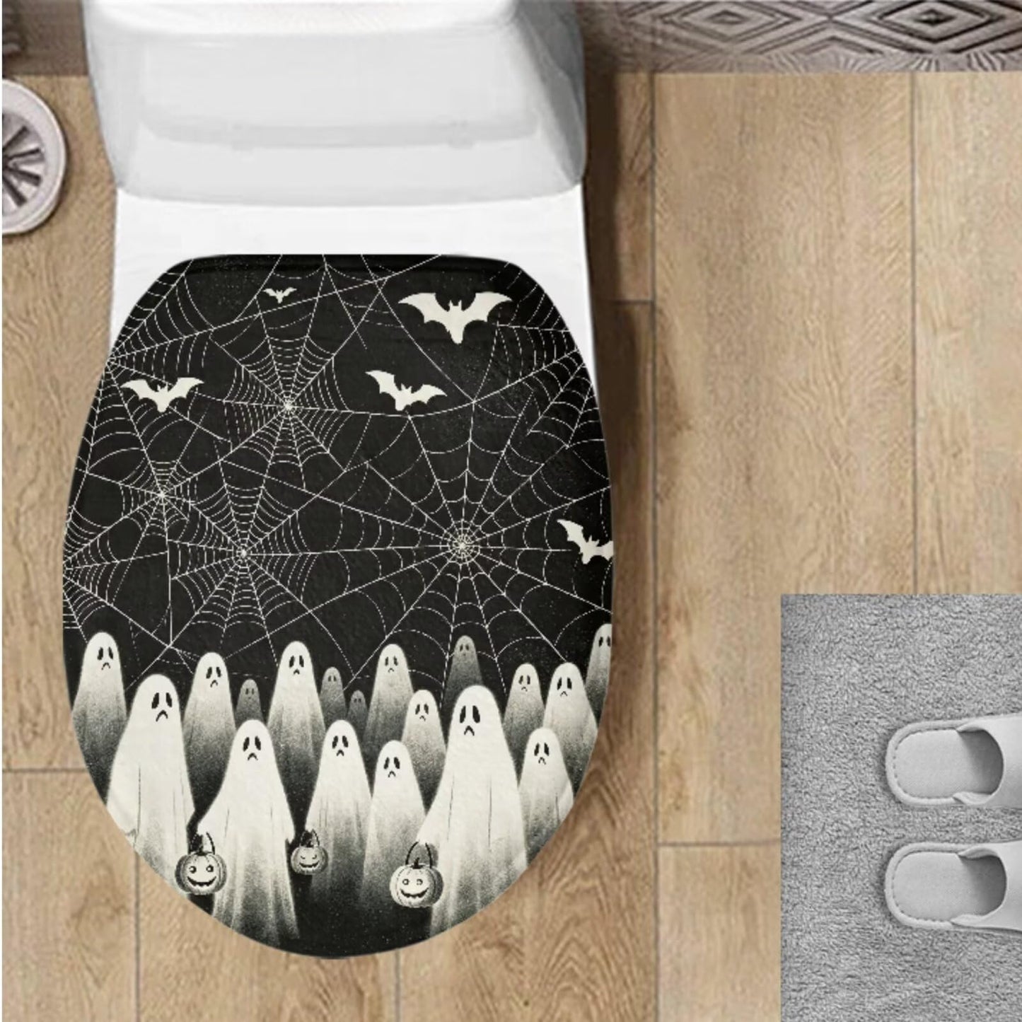 Toilet Lid Cover for Bathroom Water Absorbent Toilet Lid Protector Fits Most Sizes Standard, Round, Elongated and Oblong Lids, Gothic Crow Rose Gray