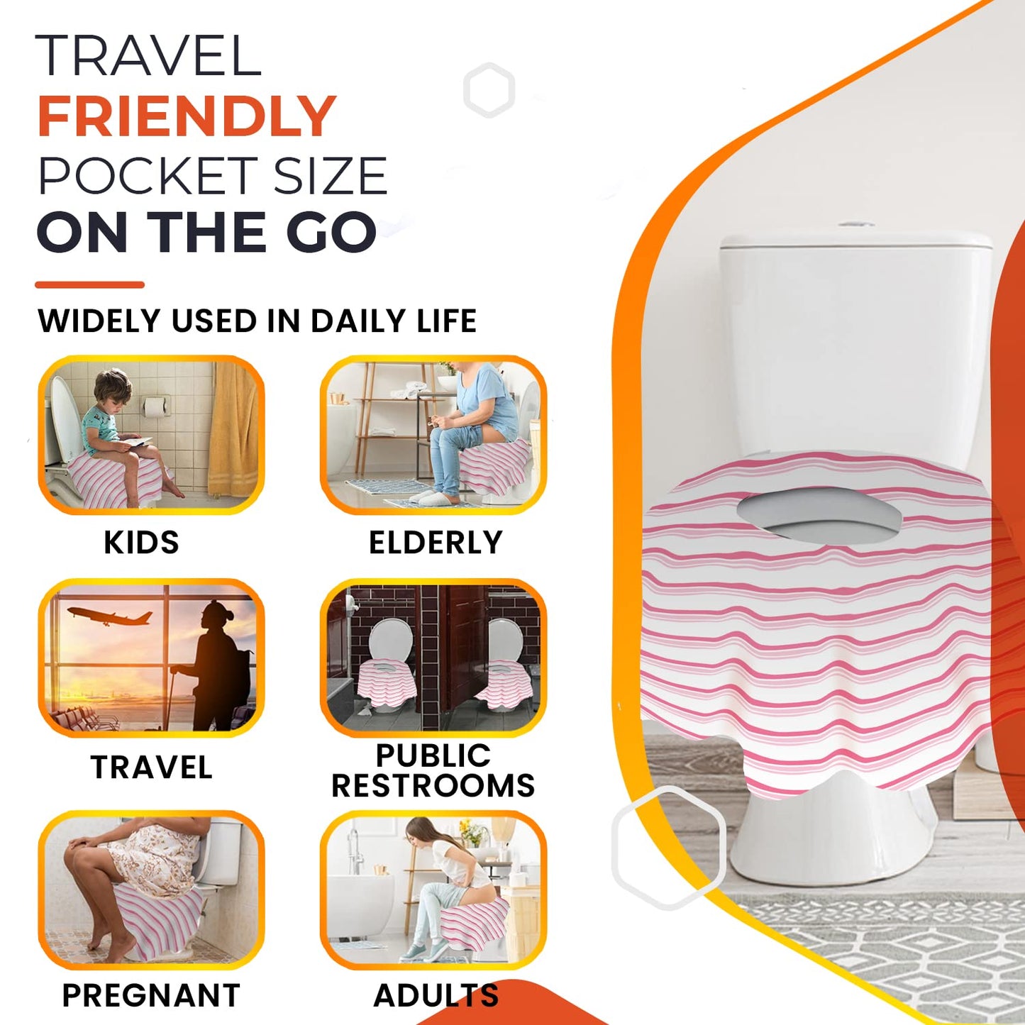 20 XL Toilet Seat Covers Disposable, Kids & Adults Travel Pack | Individually Wrapped, Waterproof, Potty Training, Toddler Liners, Travel Use
