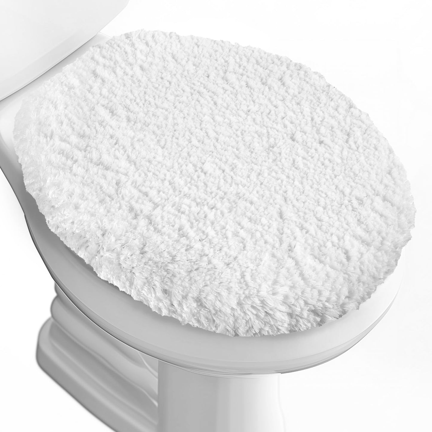 Microfiber Elongated Toilet Seat Cover 19.5"x 15" Machine Washable | Solid Toilet Lid Cover Adjustable Rubber Backing Fits Only 18-19.5"L x 14-16"W Elongated Toilet Seat