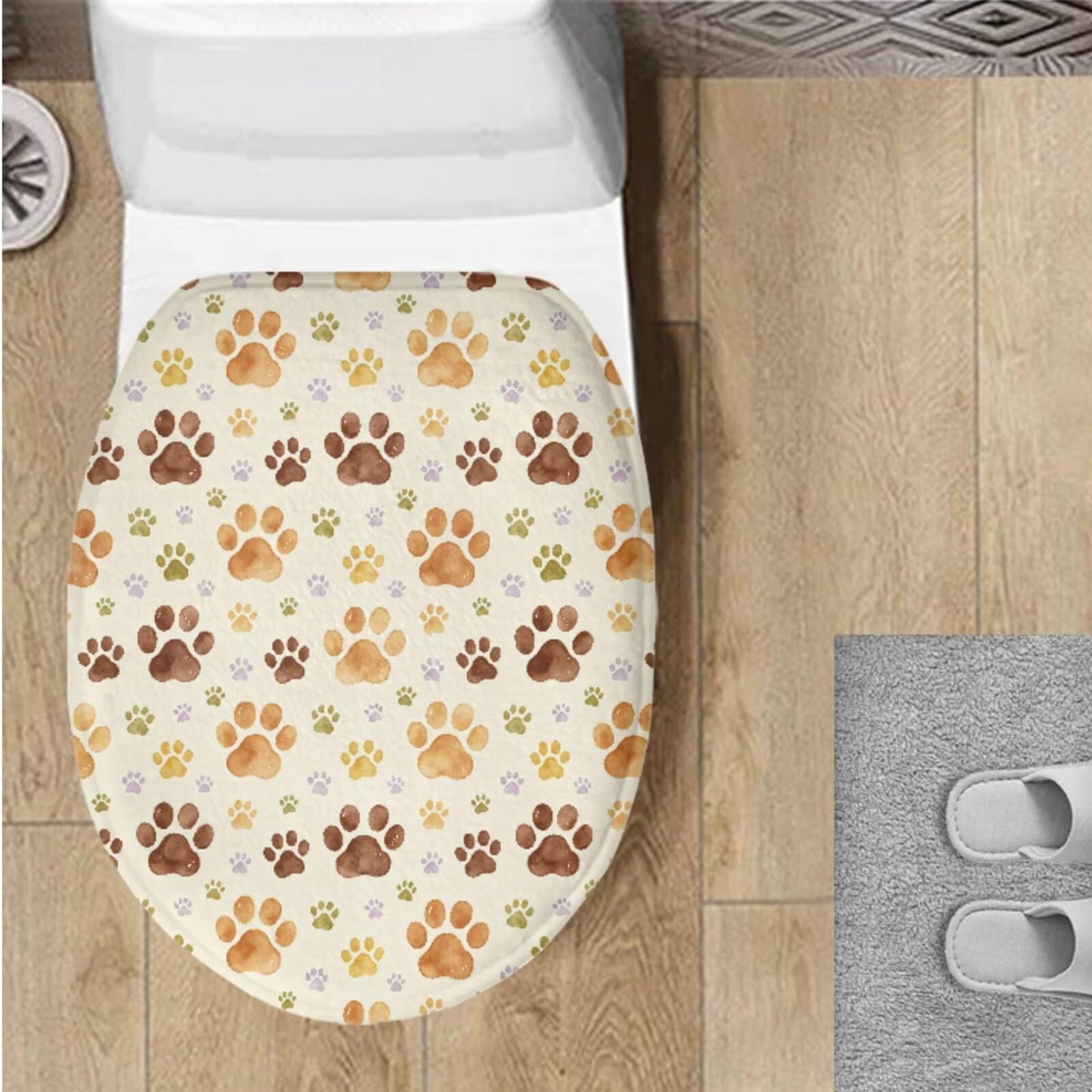 Toilet Lid Cover for Bathroom Water Absorbent Toilet Lid Protector Fits Most Sizes Standard, Round, Elongated and Oblong Lids, Gothic Crow Rose Gray