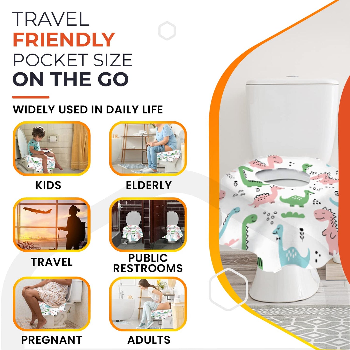 20 XL Toilet Seat Covers Disposable, Kids & Adults Travel Pack | Individually Wrapped, Waterproof, Potty Training, Toddler Liners, Travel Use